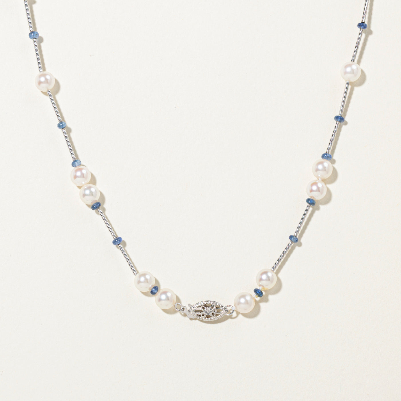 Sapphire Beads & Cultured Pearls Satellite Necklace | 22"