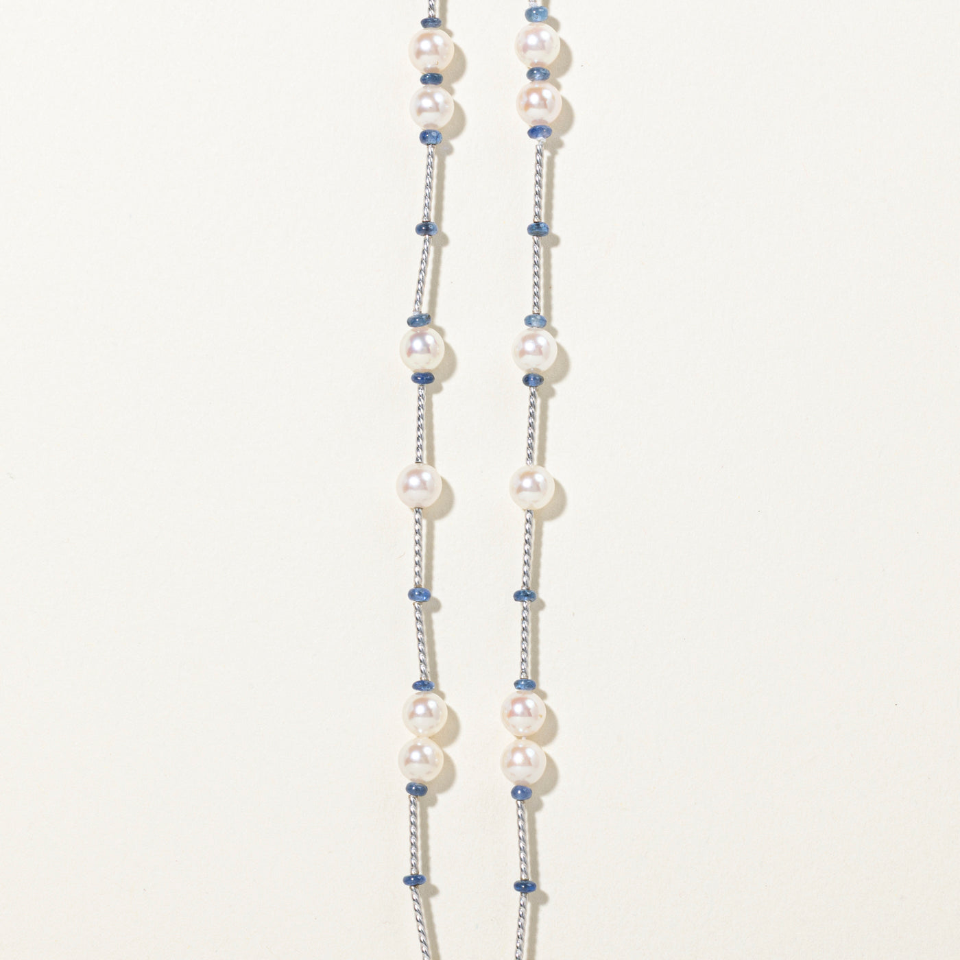 Sapphire Bead & Cultured Pearls Satellite Necklace | 19"