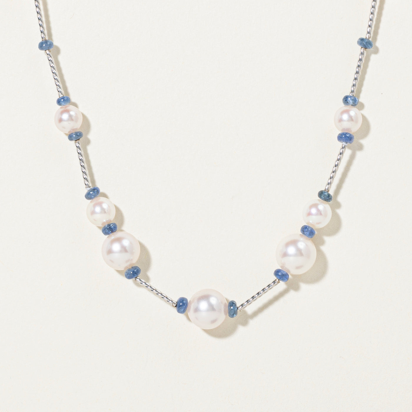 Sapphire Bead & Cultured Pearls Satellite Necklace | 19"