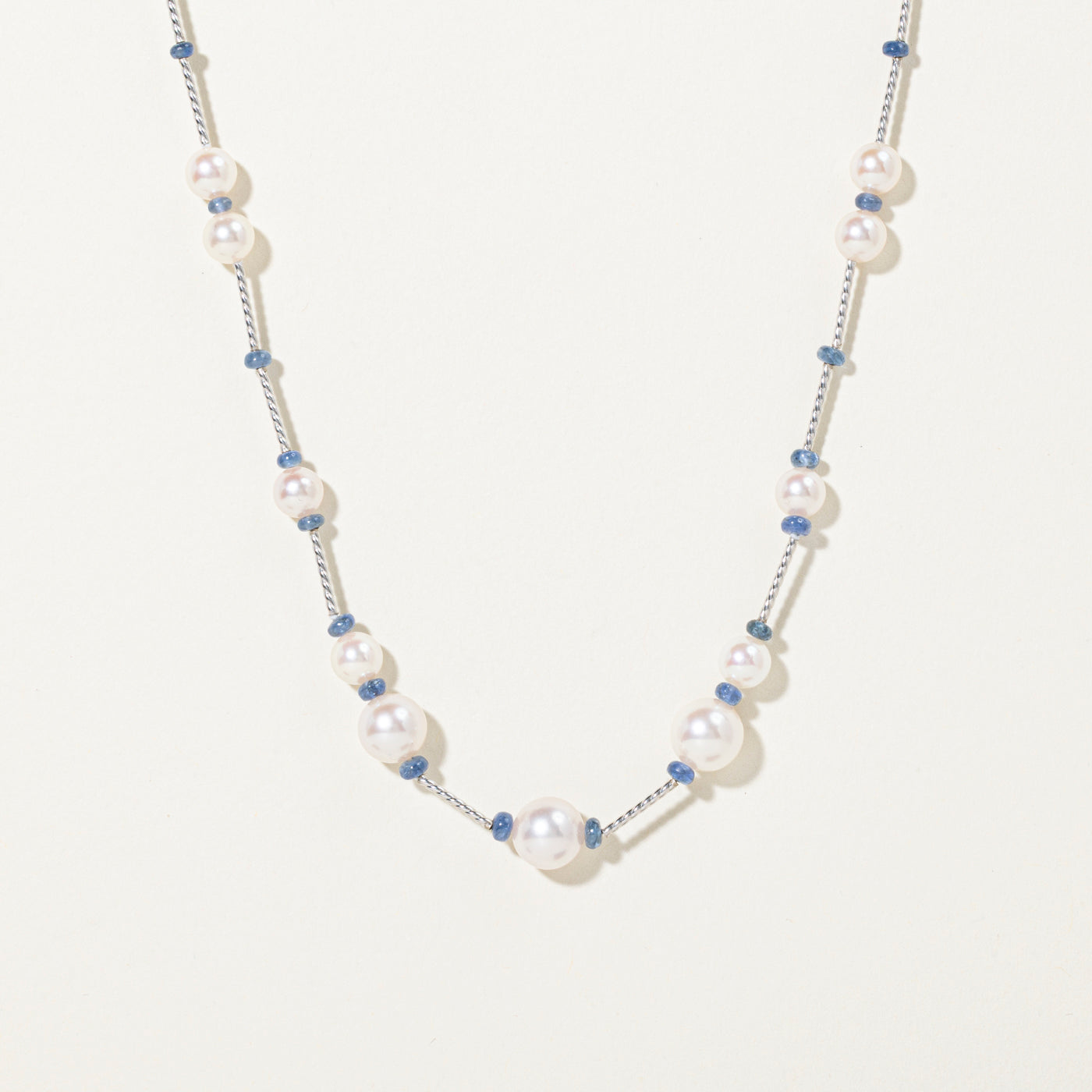 Sapphire Bead & Cultured Pearls Satellite Necklace | 19"