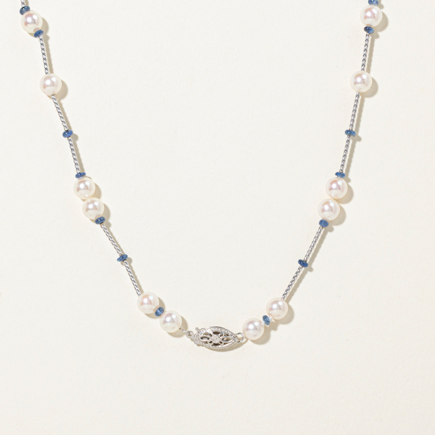 Sapphire Bead & Cultured Pearls Satellite Necklace | 19"
