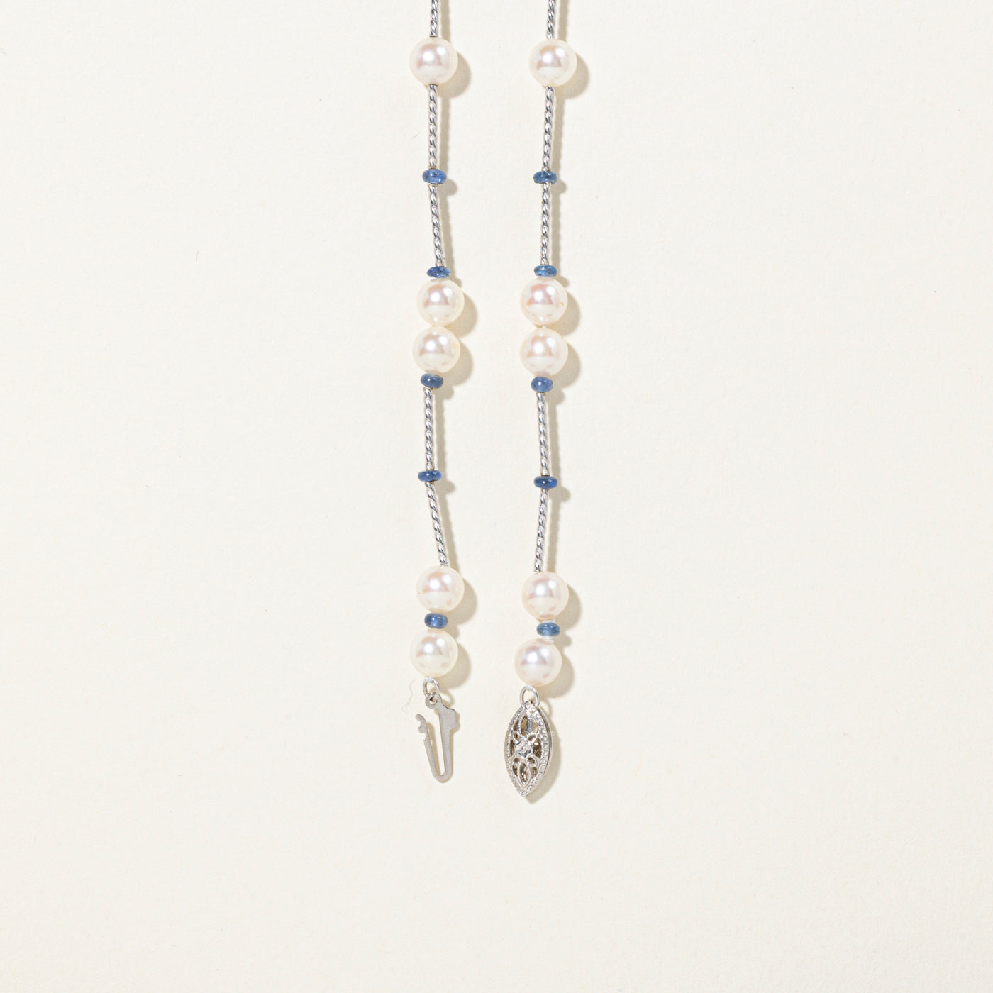 Sapphire Bead & Cultured Pearls Satellite Necklace | 19"