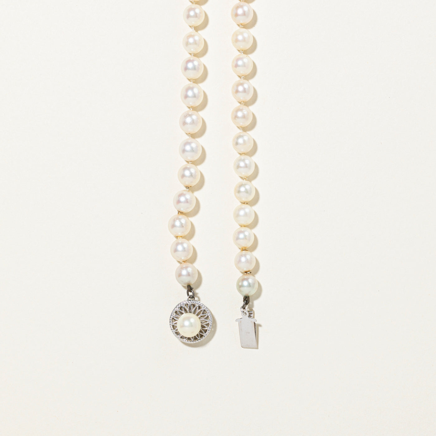 White Gold Pearl Strand Pendant Necklace | 15"