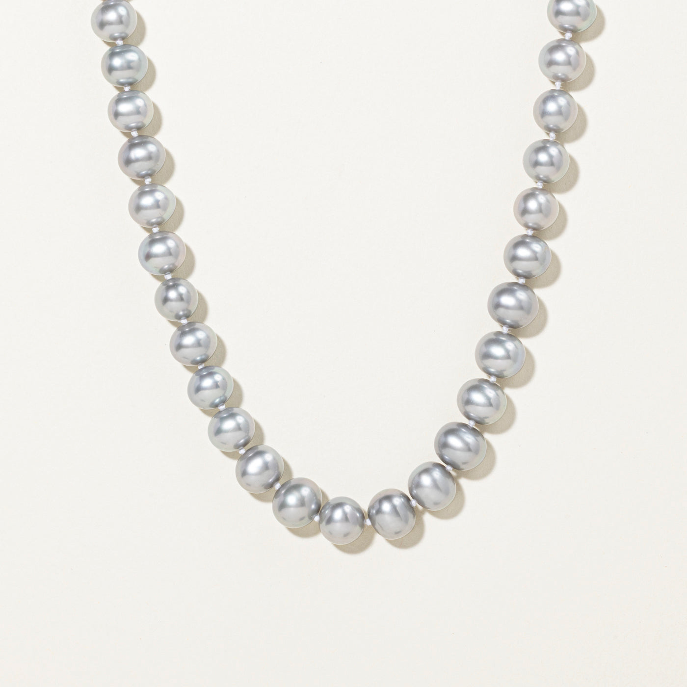14k Grey Pearl Strand Necklace & Stud Earrings | 17"