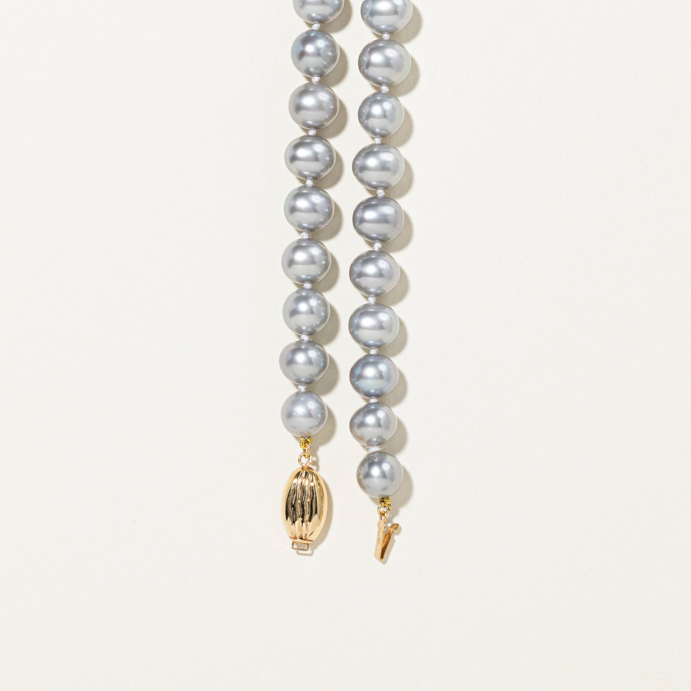 14k Grey Pearl Strand Necklace & Stud Earrings | 17"