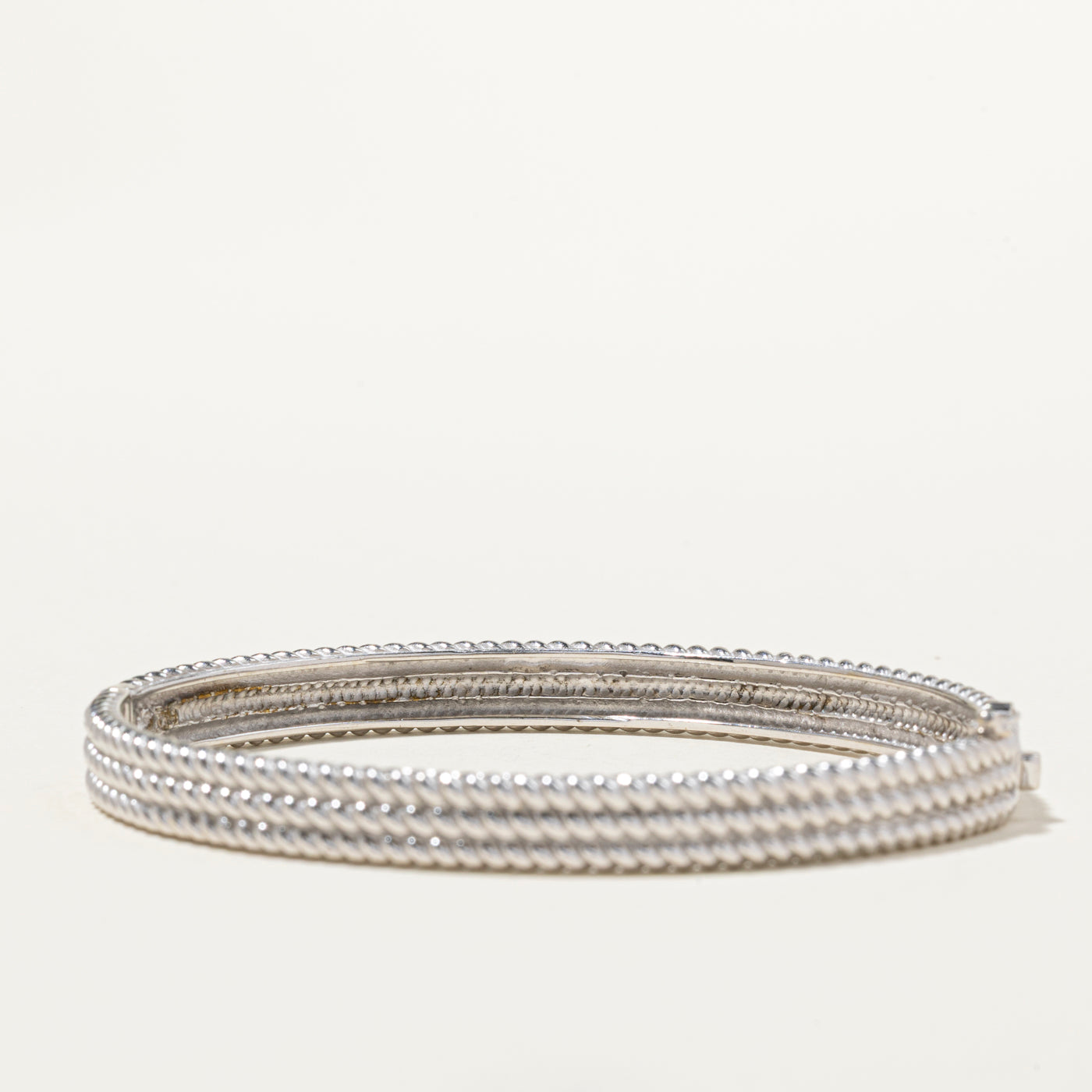 14k Layered Rope Textured Bangle | 6.5"
