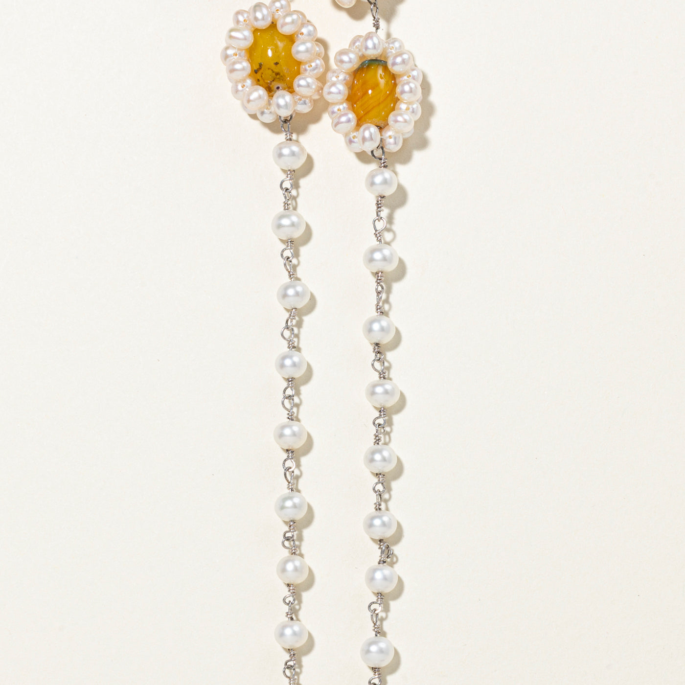 Sterling Silver Pearl and Glass Bead Necklace | 16"