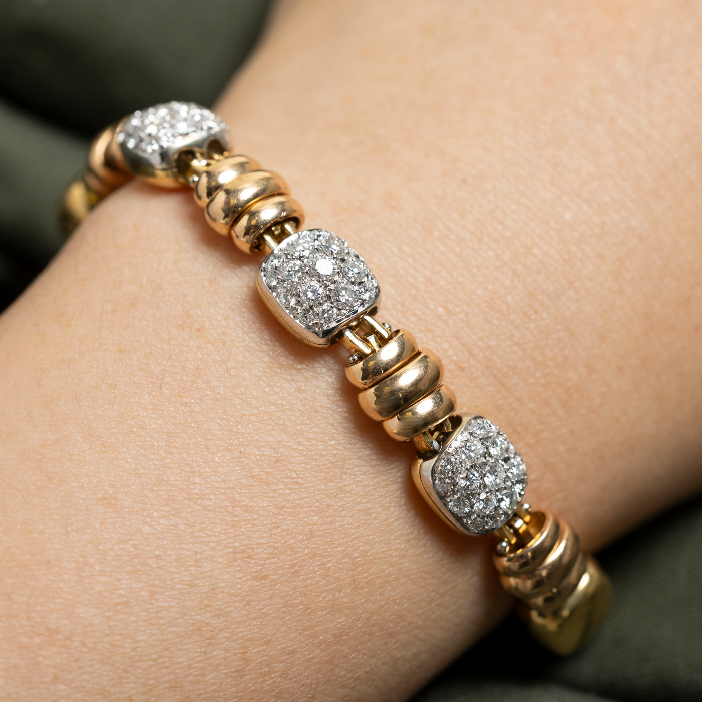 Diamond Cluster & Ruby Beaded Bracelet | 1.60ctw, 0.05ct | 7.5"