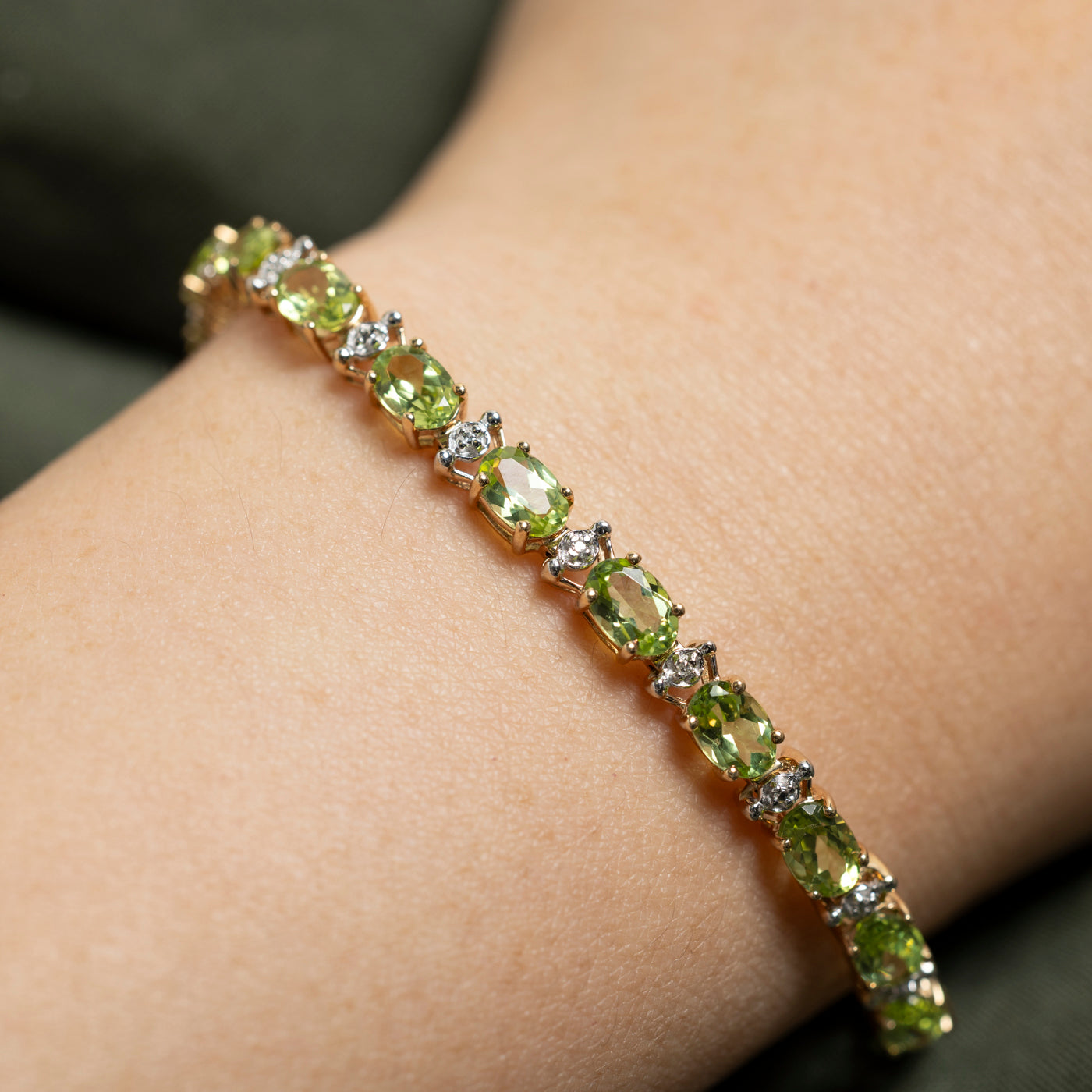 10k Peridot Gemstone Bracelet | 8.54ctw | 7"
