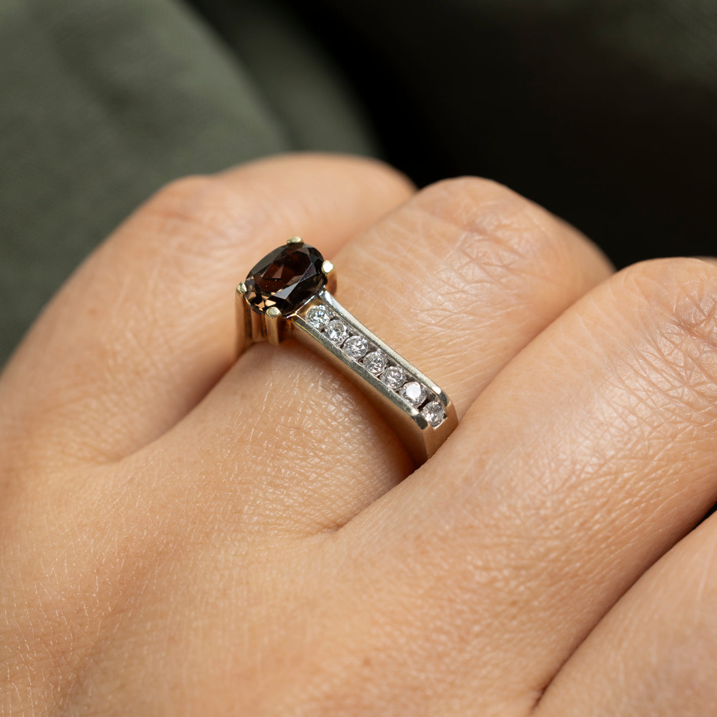 Smoky Quartz & Diamond Ring | 0.62ct, 0.19ctw | SZ 8