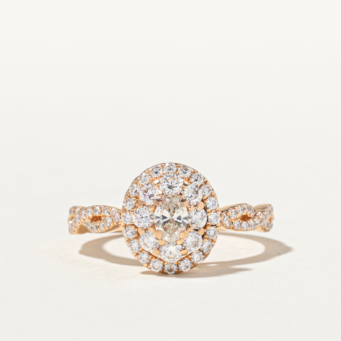 14k Oval Cut Diamond Double Halo Ring | 1.06ctw | SZ 6.75