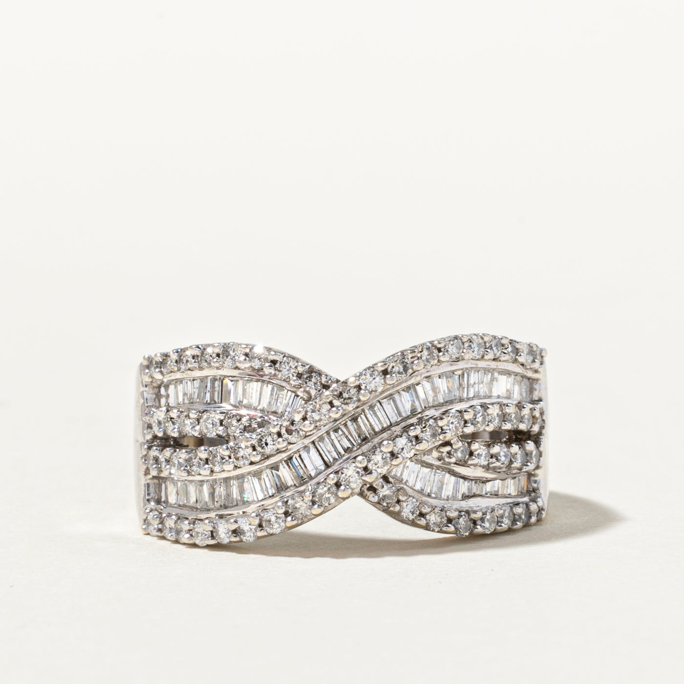 Multi Cut Diamond Crossover Ring | 1.13ctw | SZ 7