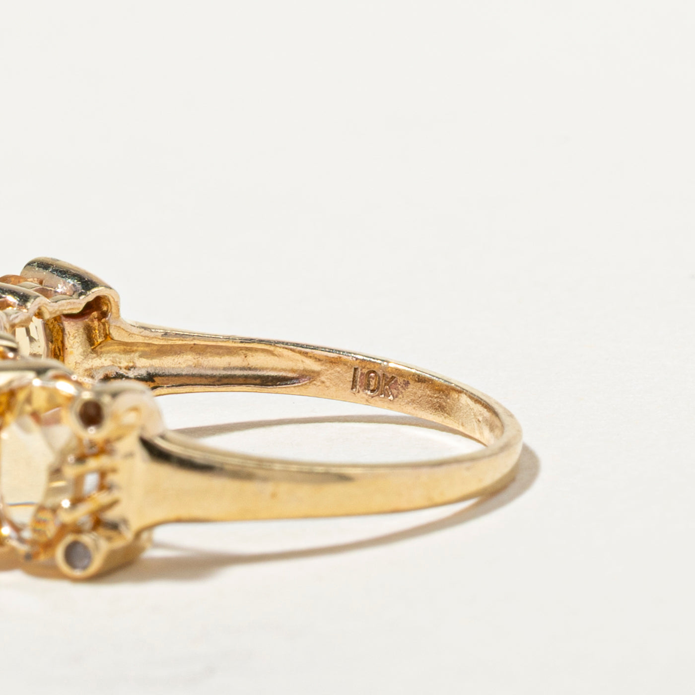 Five Stone Citrine & Diamond Cocktail Ring | 1.71ctw, 0.06ctw | SZ 7