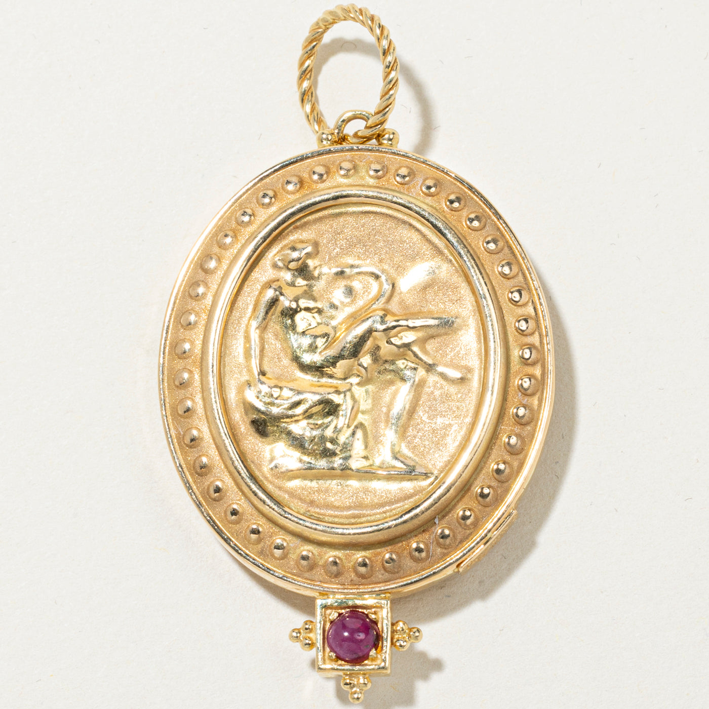 'Tagliamonte' Ruby & Pearl Etched Glass Pendant | 0.29ct
