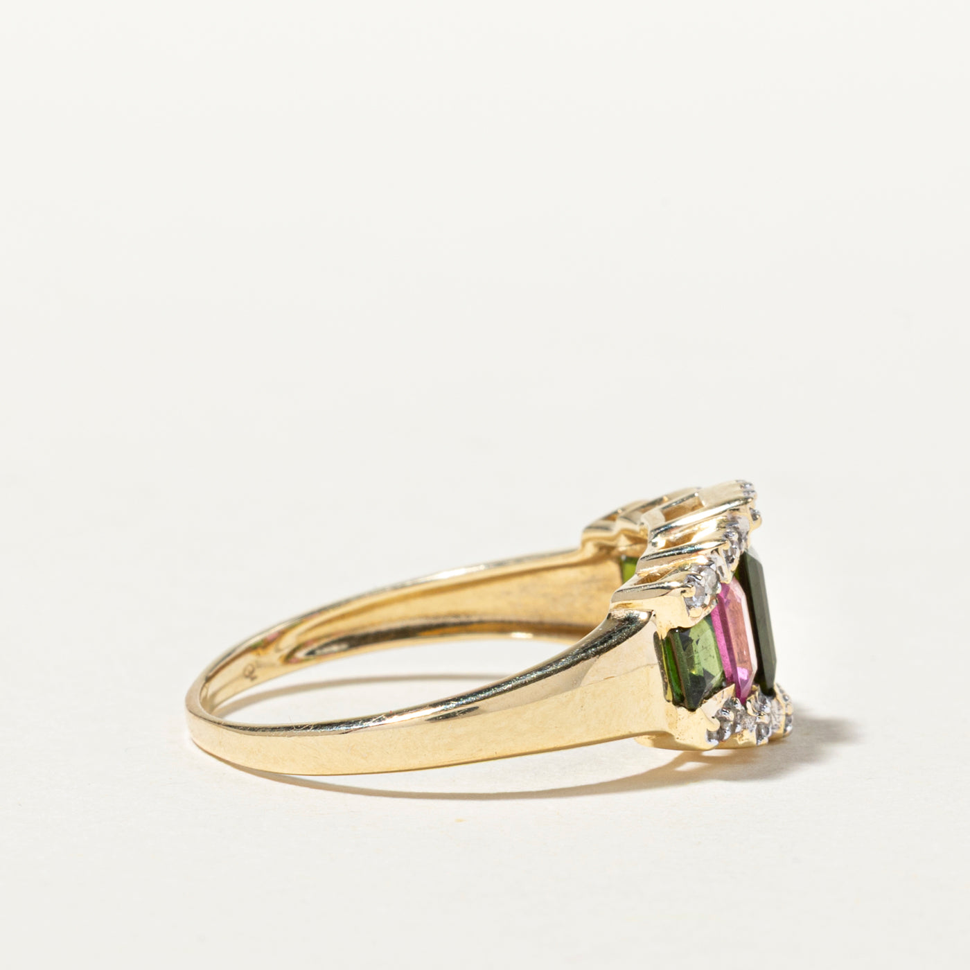 Bague cocktail tourmaline et diamants | 1,40 ct, 0,10 ct | Taille 8