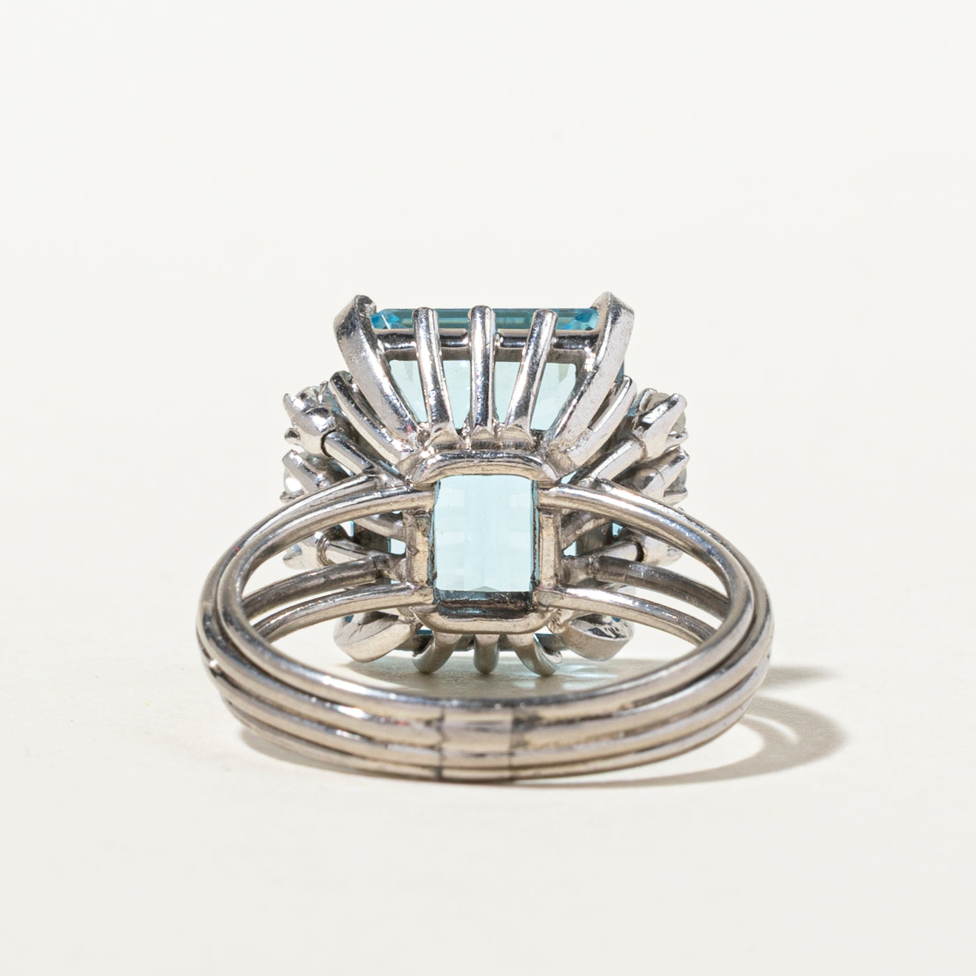 Aquamarine & Diamond Cocktail Ring | 6.68ct, 0.17ctw | SZ 7