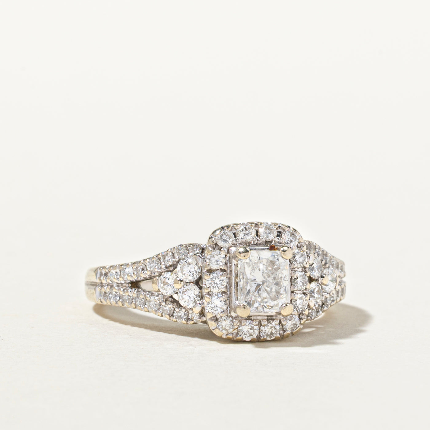 Radiant Cut Diamond Halo Engagement Ring | 1.36ctw | SZ 7