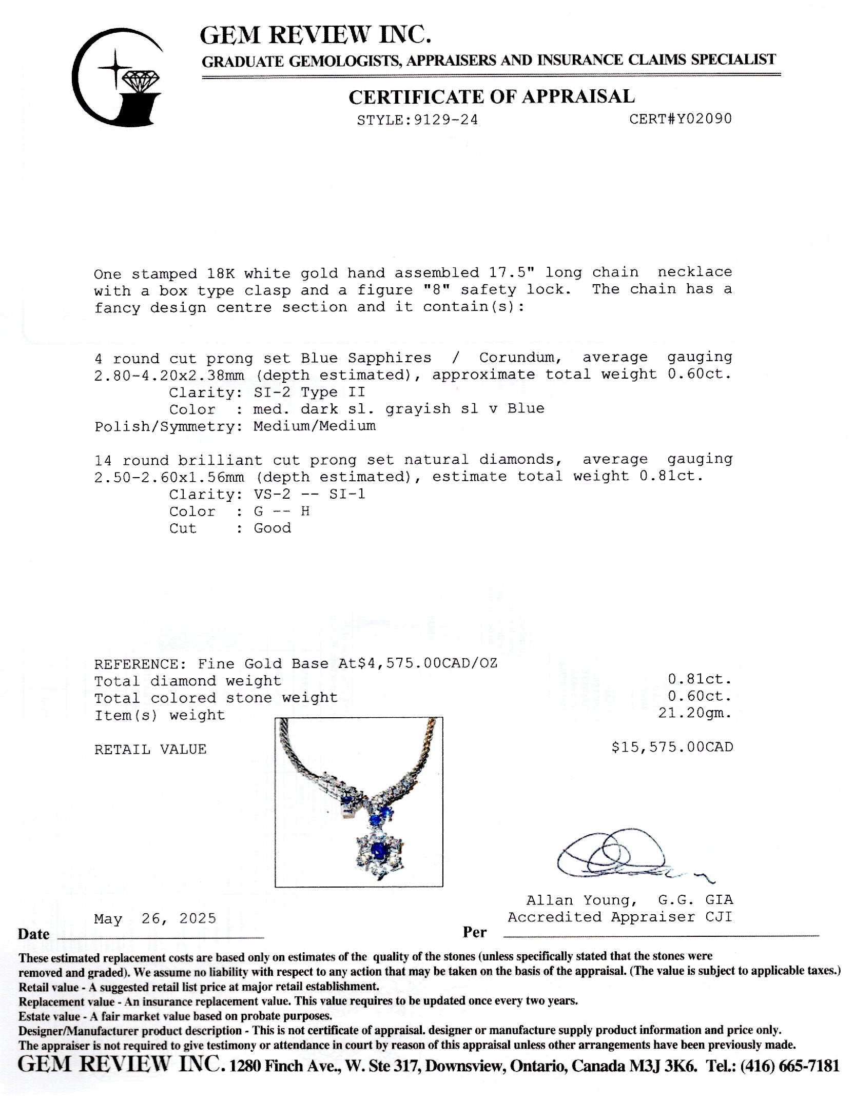 Sapphire & Diamond Snowflake Necklace | 0.60ctw, 0.81ctw | 17.5"