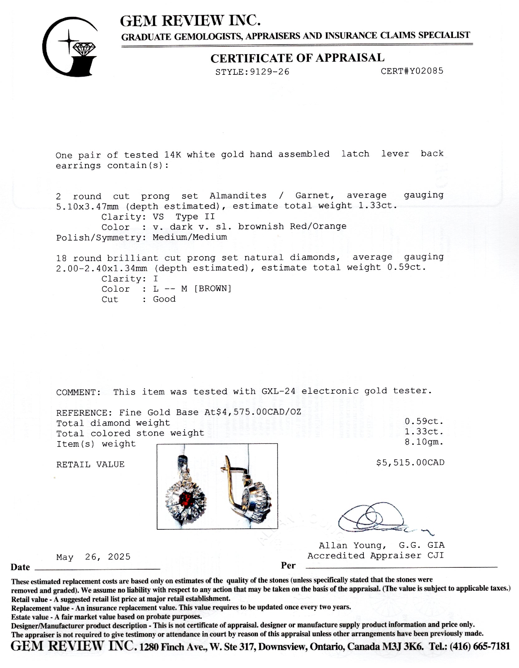 Garnet & Diamond Stud Earrings | 1.33ctw, 0.59ctw