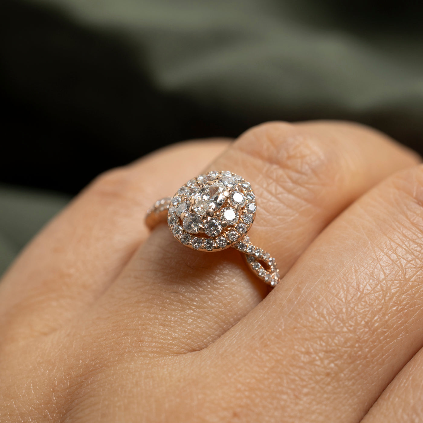 14k Oval Cut Diamond Double Halo Ring | 1.06ctw | SZ 6.75