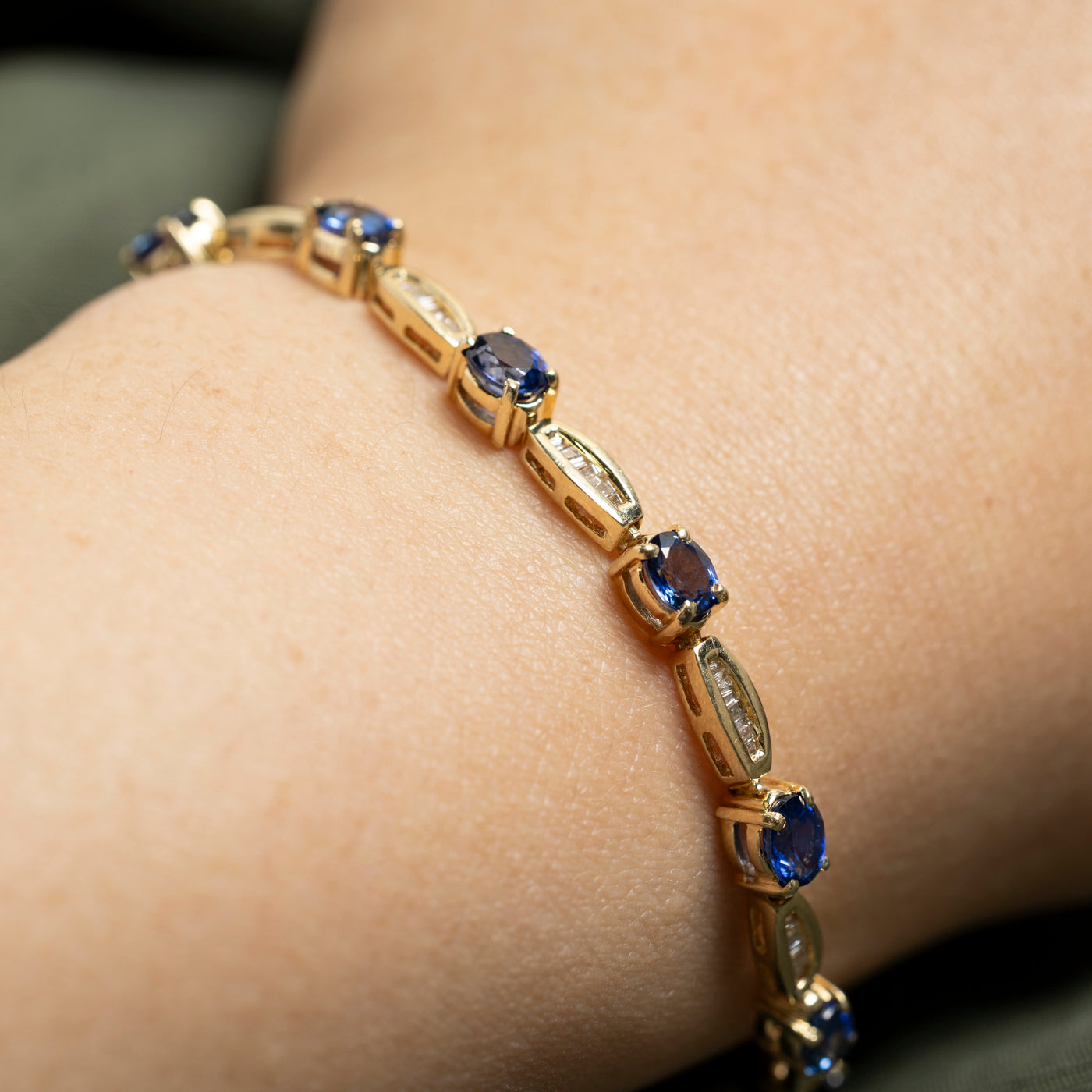 Sapphire & Diamond Gemstone Bracelet | 5.90ctw, 0.56ctw | 7.5"