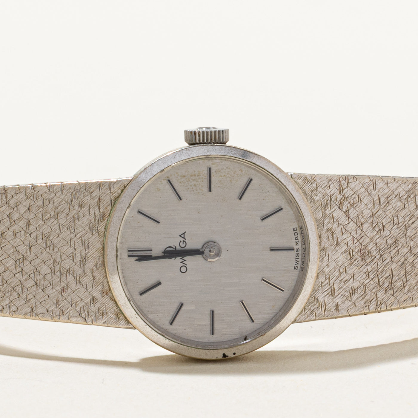 'Omega' 9k White Gold Watch | 7"