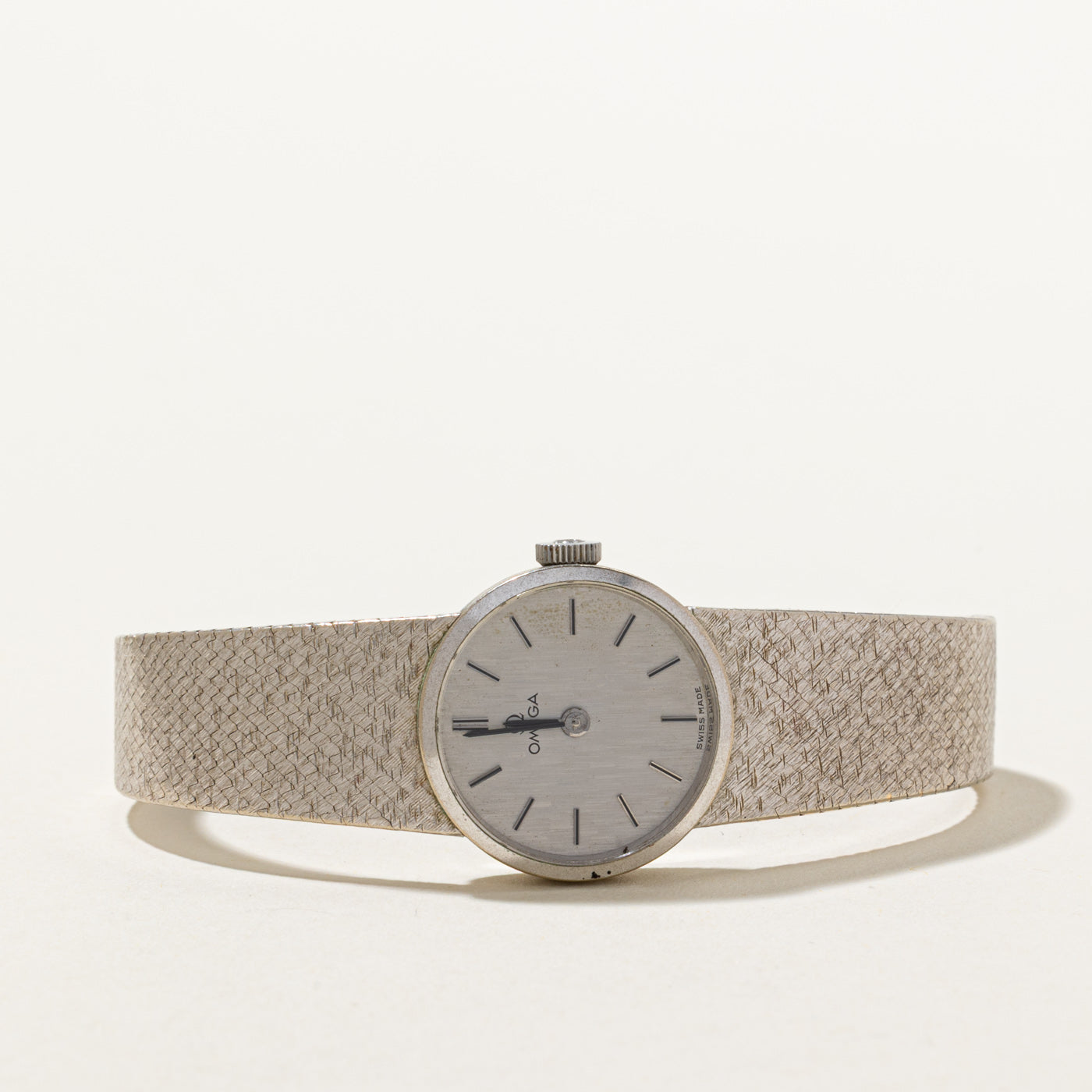 'Omega' 9k White Gold Watch | 7"