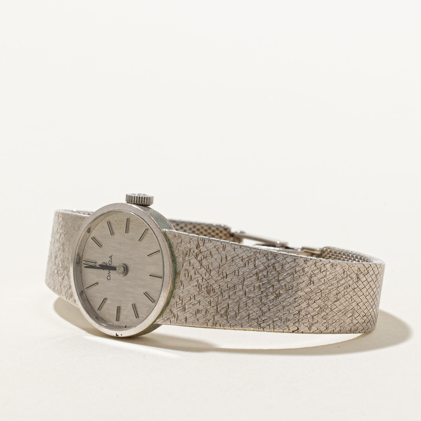 'Omega' 9k White Gold Watch | 7"