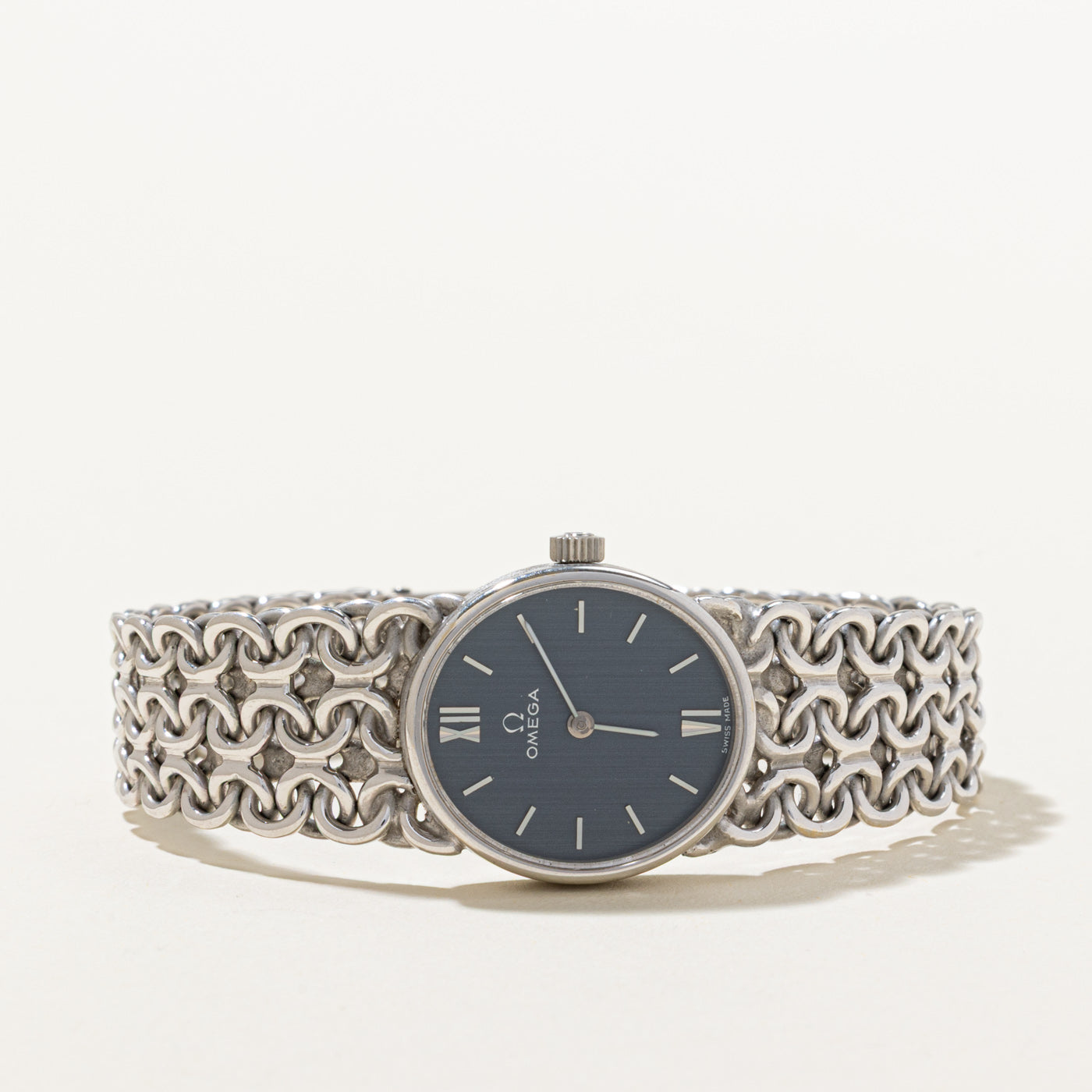 'Omega' De Ville Prestige 18k White Gold Watch | 6.5"