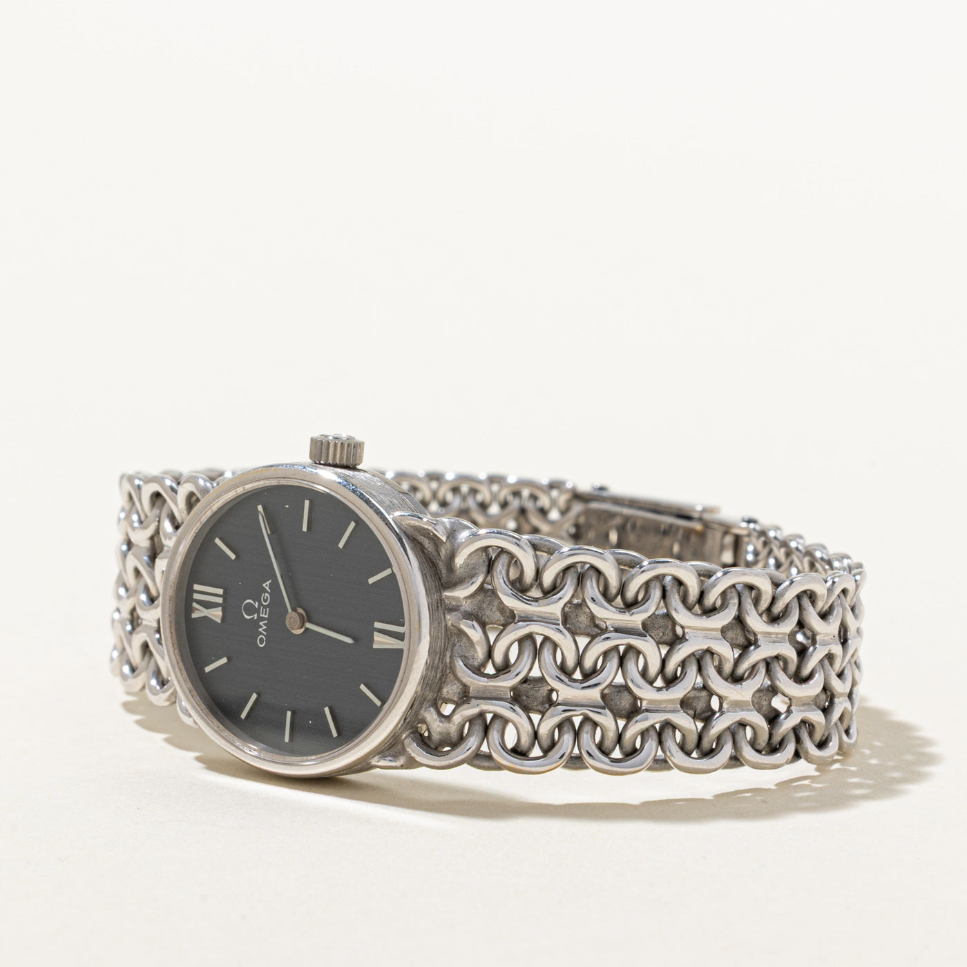 'Omega' De Ville Prestige 18k White Gold Watch | 6.5"