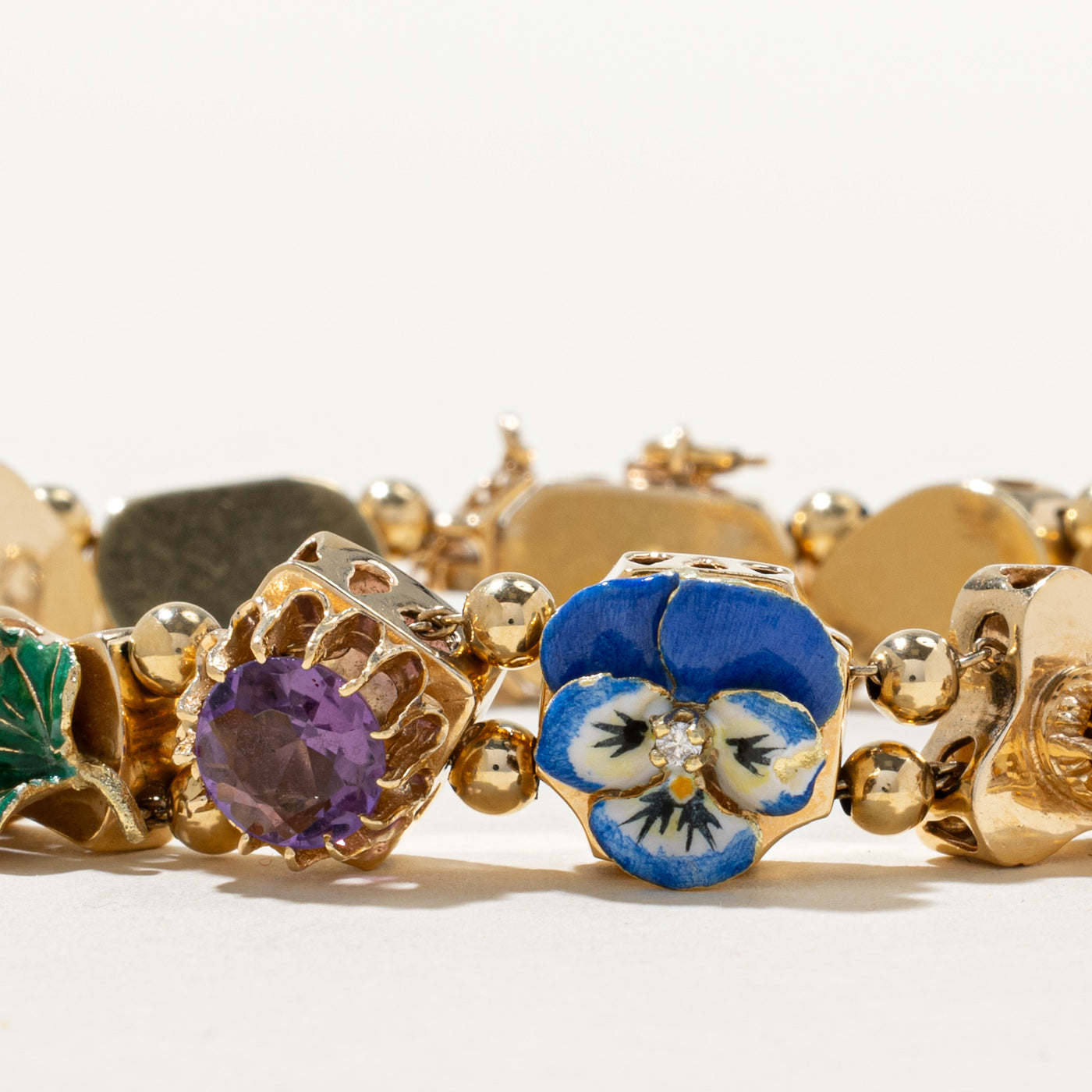 Multi Gemstone Nature Motif Sliding Charm Bracelet | 5.09ctw | 7"