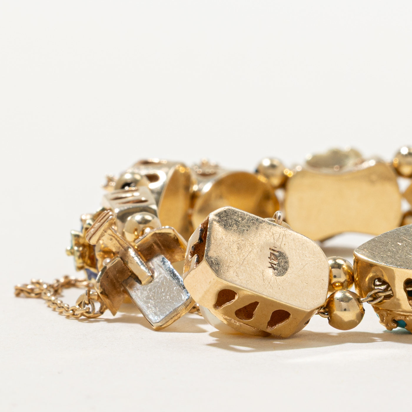 Multi Gemstone Nature Motif Sliding Charm Bracelet | 5.09ctw | 7"