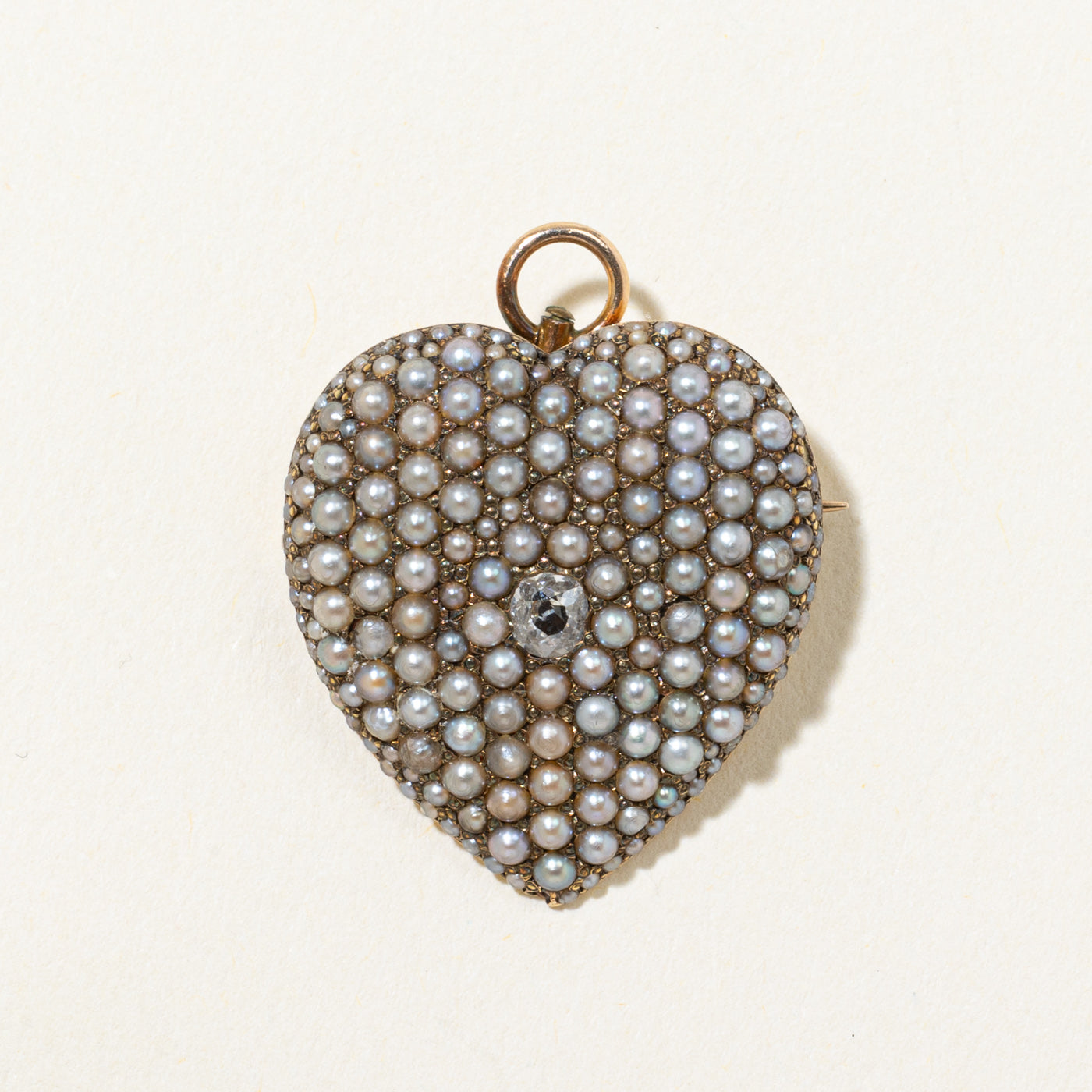 Edwardian Old Mine Cut Diamond & Seed Pearl Convertible Pendant & Brooch | 0.12ct