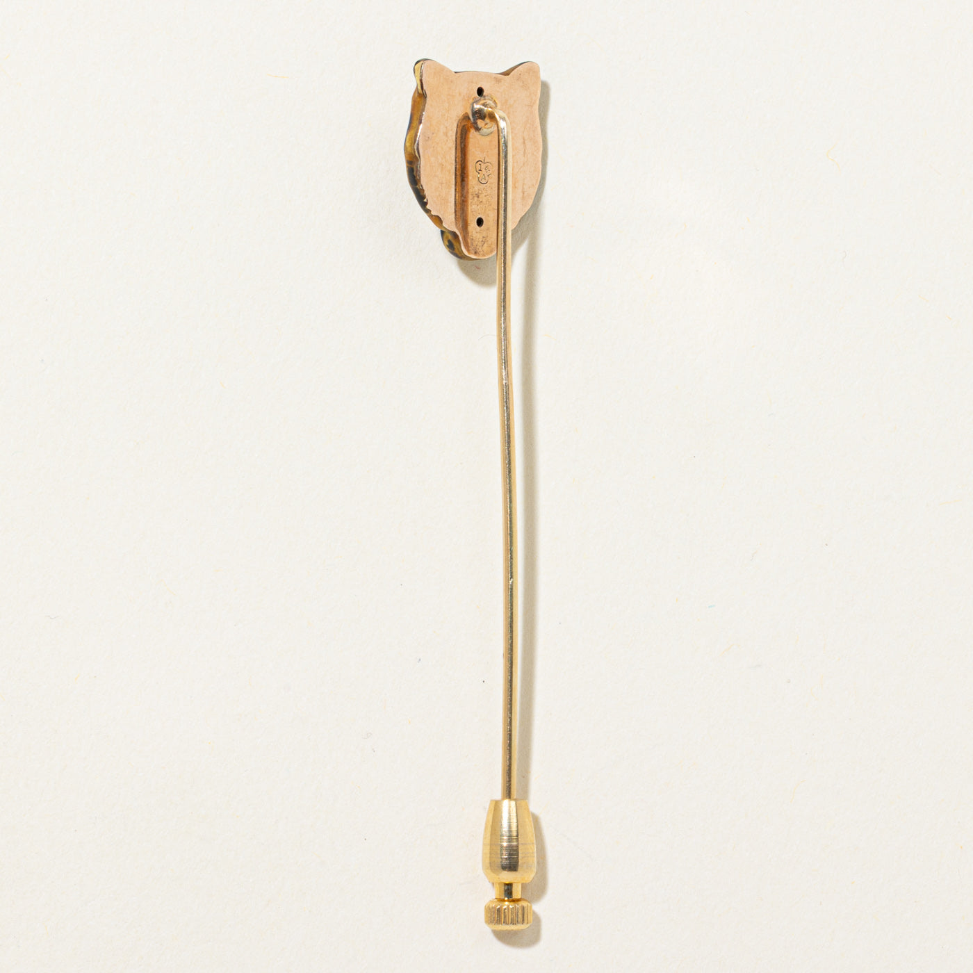 Green Glass & Pearl Lion Head Stick Pin | 0.02ctw