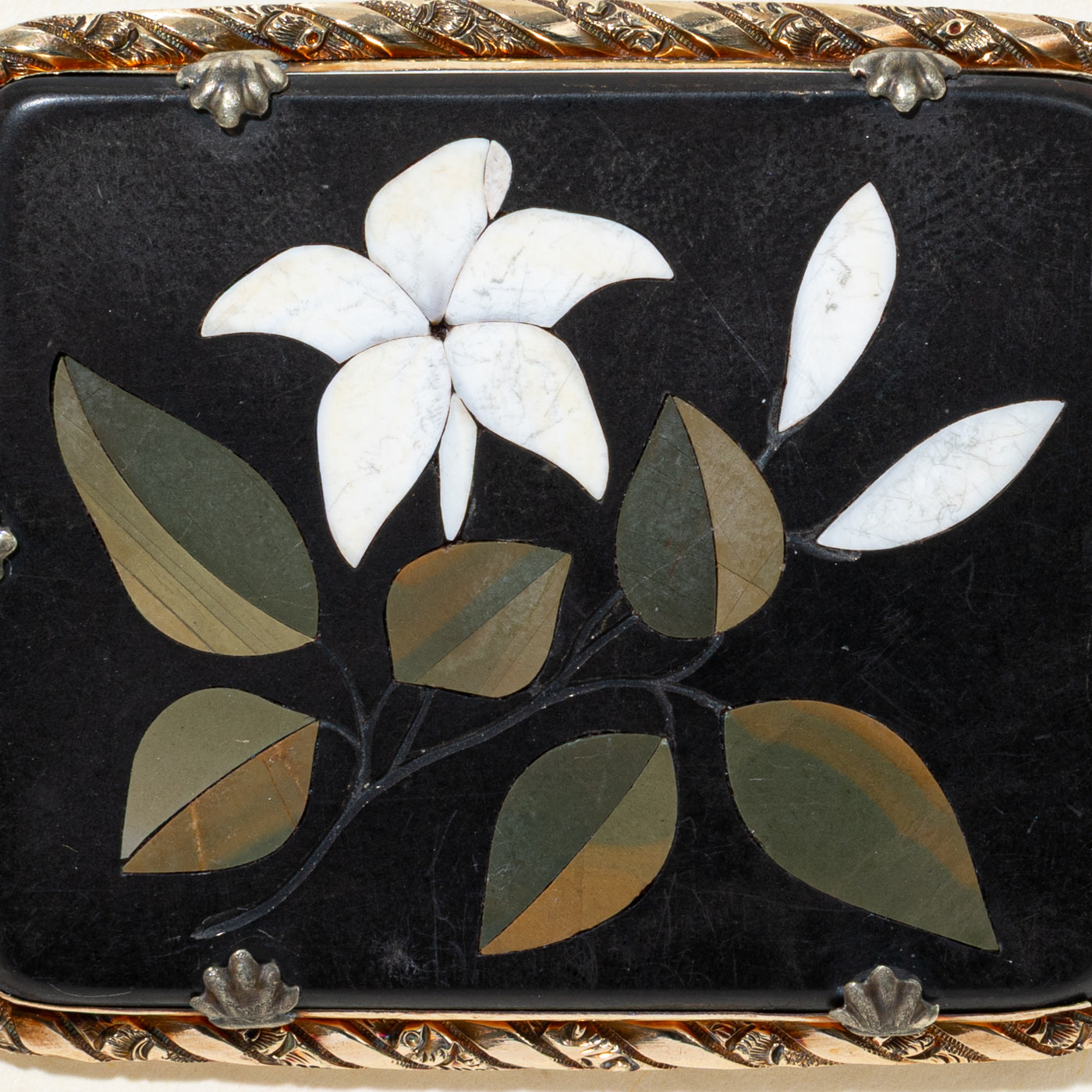 Antique Italian Pietra Dura Lily Mosaic Brooch | 100ct |