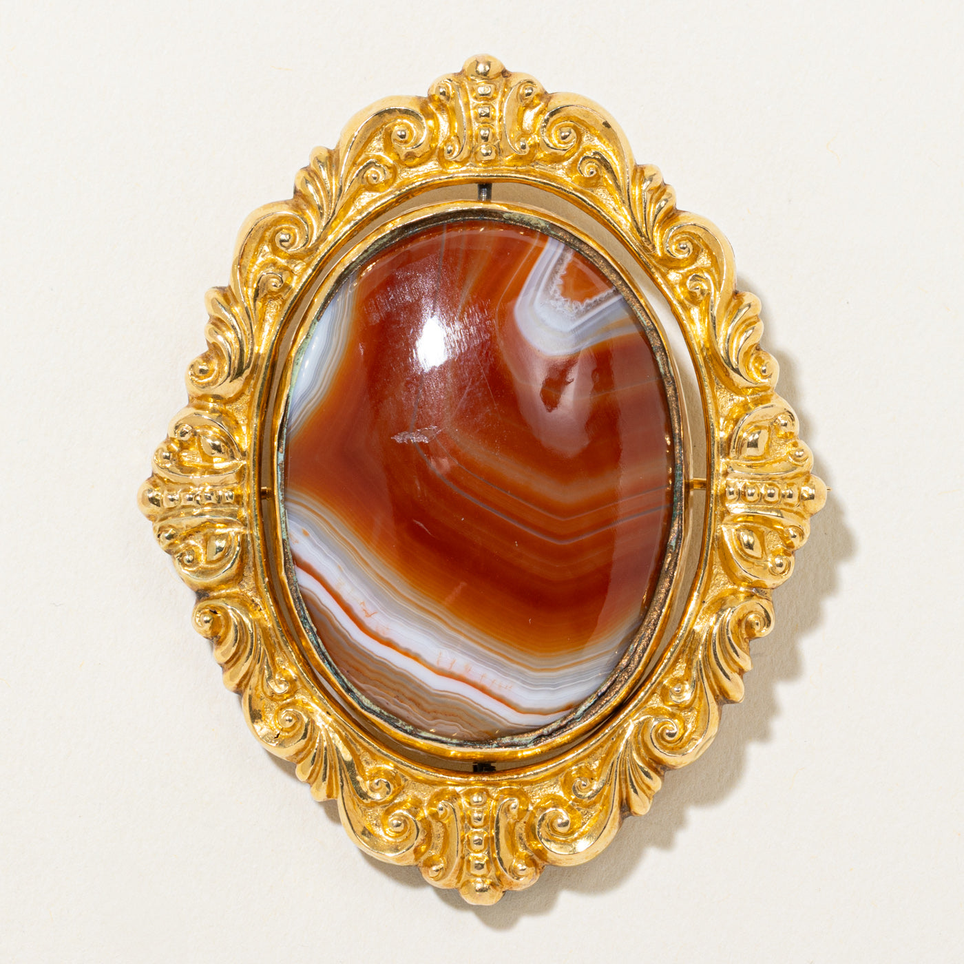 Victorian Banded Agate & Portrait Brooch | 60.00ct