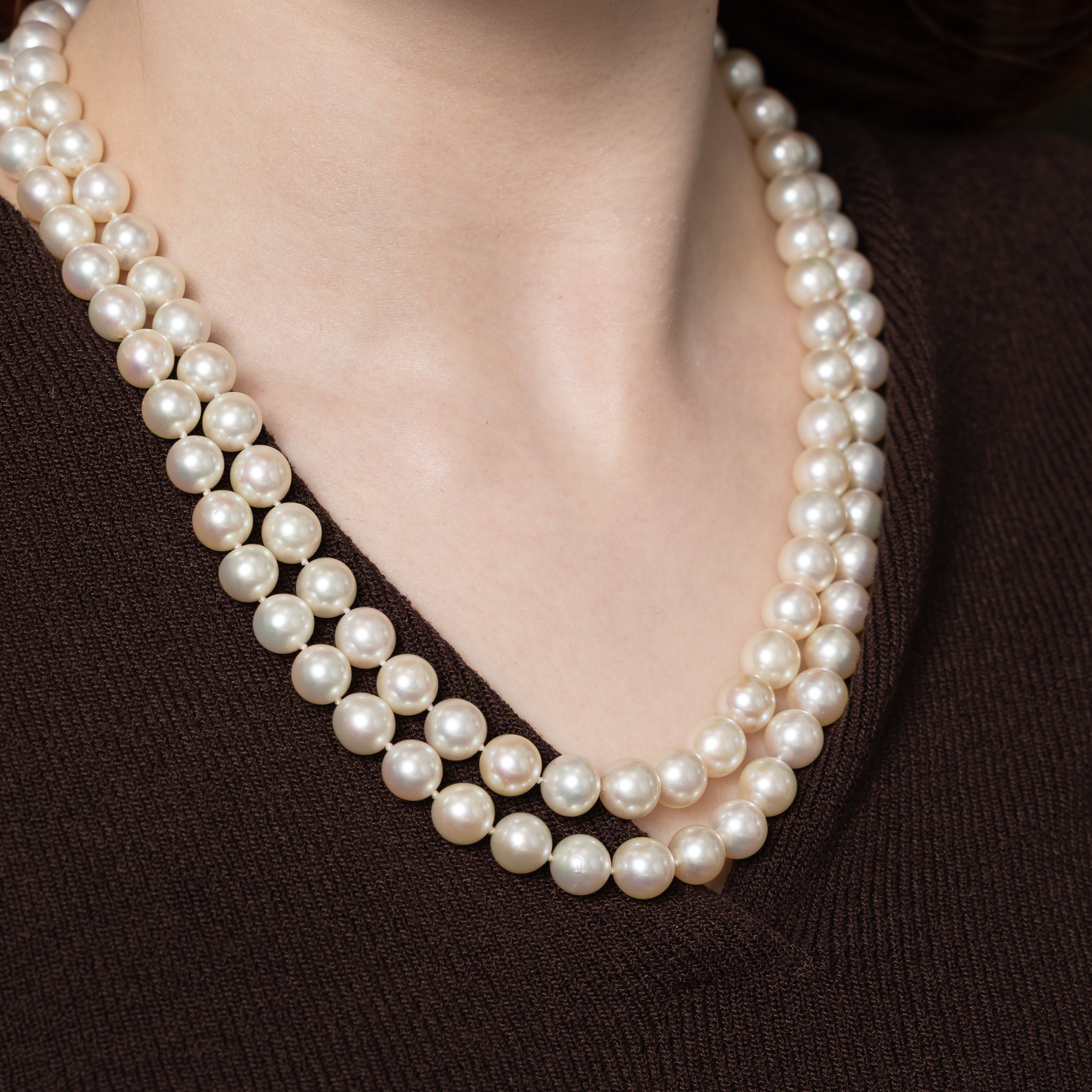 Double Layered Pearl Strand Necklace | 18"