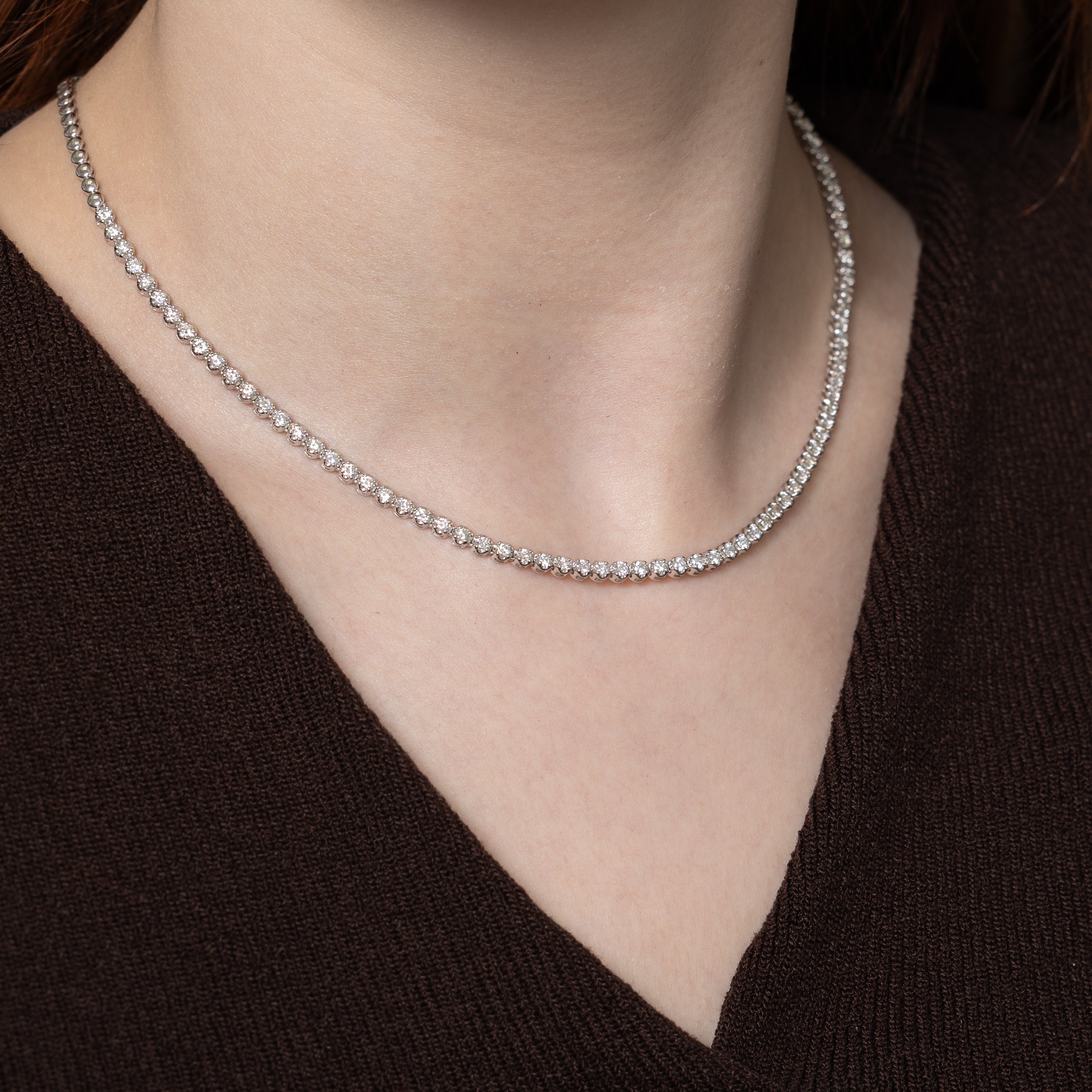 Semi Eternity Diamond Tennis Necklace | 3.10ctw | 17"