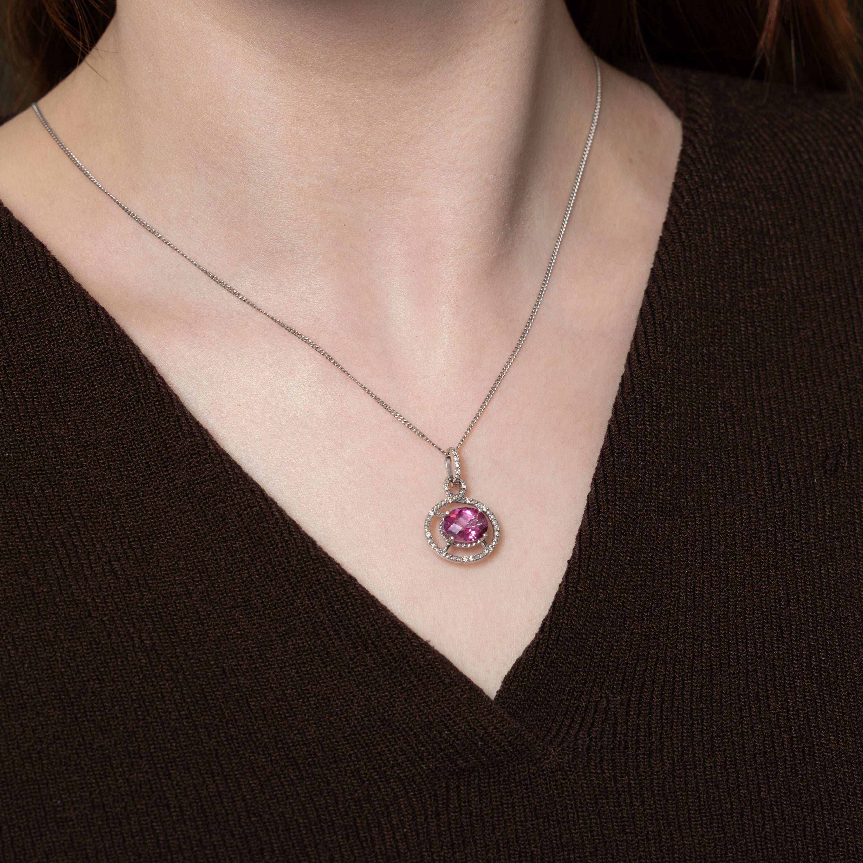 Pink Topaz & Diamond Pendant | 2.50ct, 0.11ctw |
