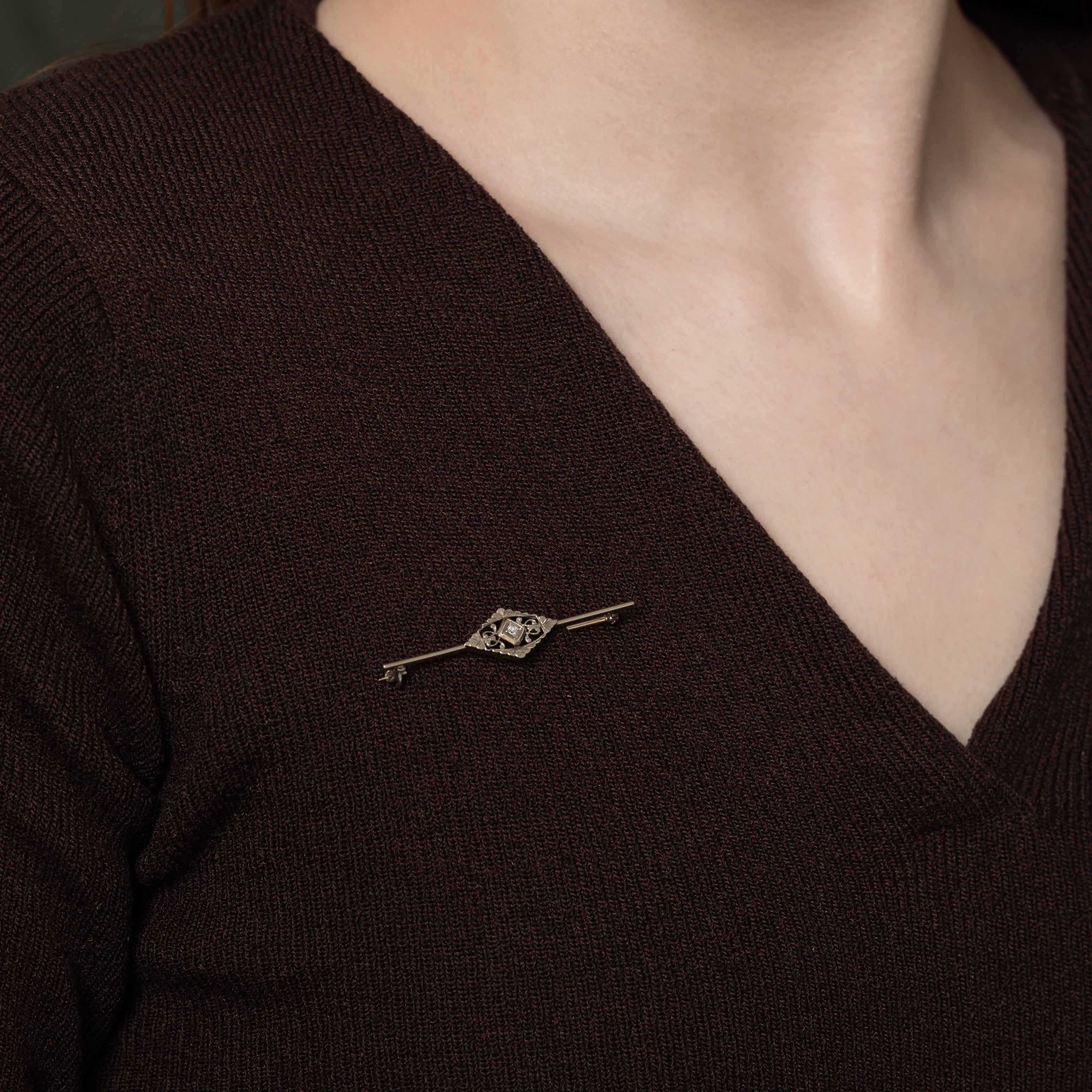 Antique Solitaire Diamond Brooch | 0.03ct