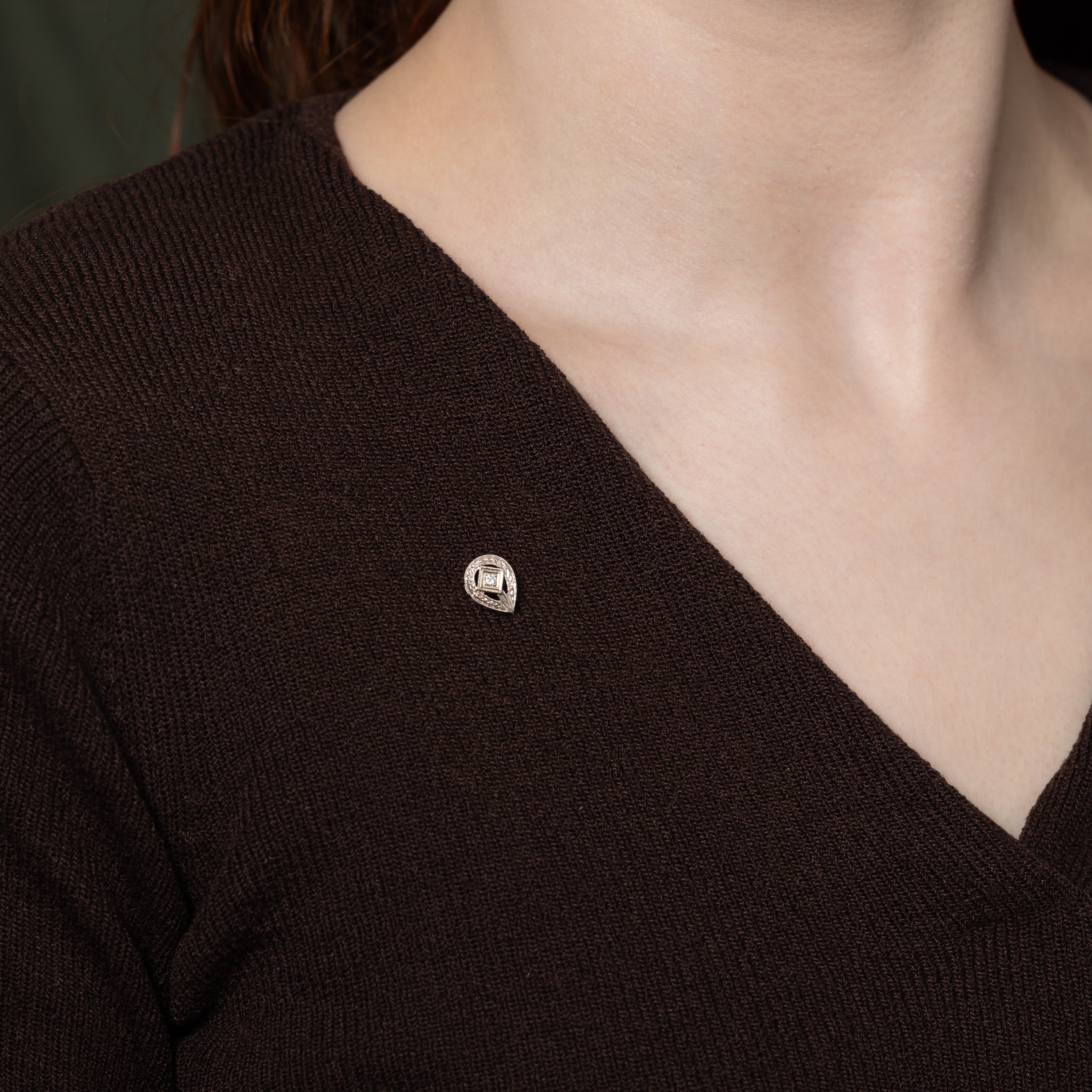 Antique Solitaire Diamond Pin | 0.04ct