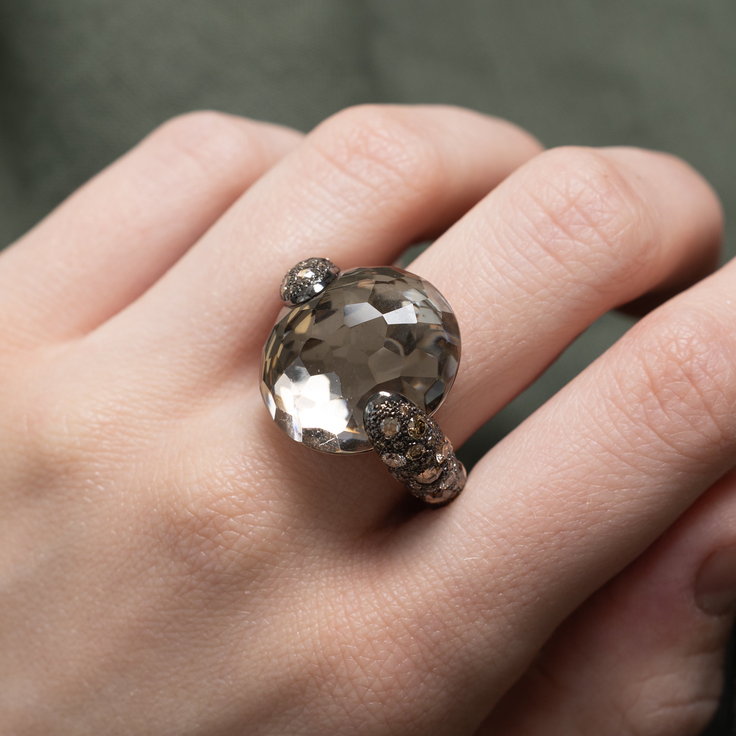 'Pomellato' Tango Smoky Quartz & Brown Diamond Cocktail Ring | 20.00ct, 2.50ctw | SZ 6.5