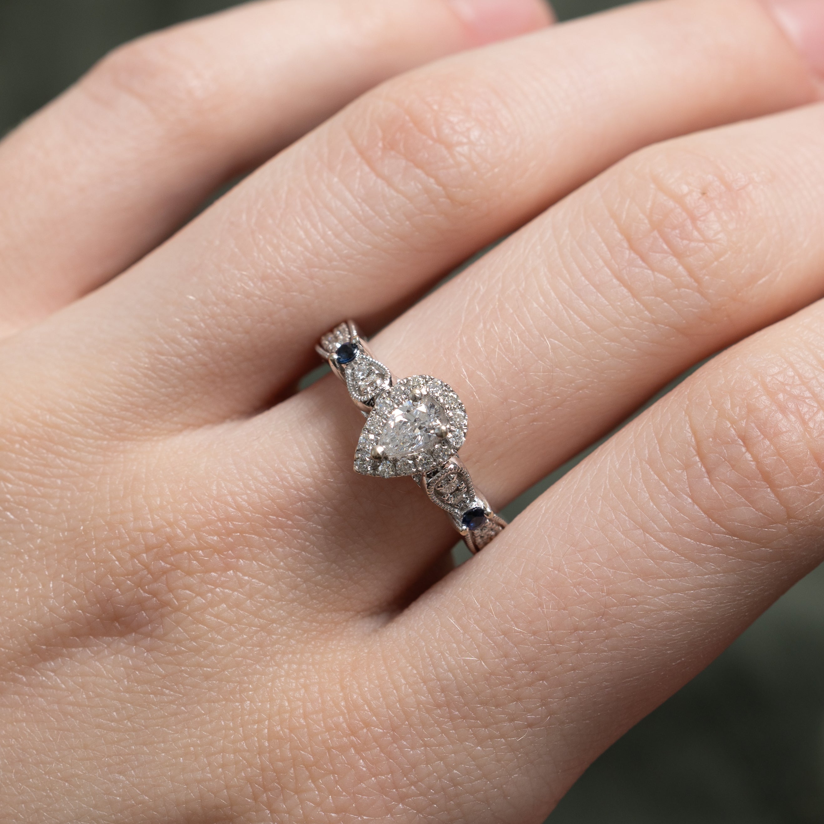'Vera Wang' Love Collection Diamond & Sapphire Engagement Ring | 0.50ctw, 0.14ctw | SZ 6
