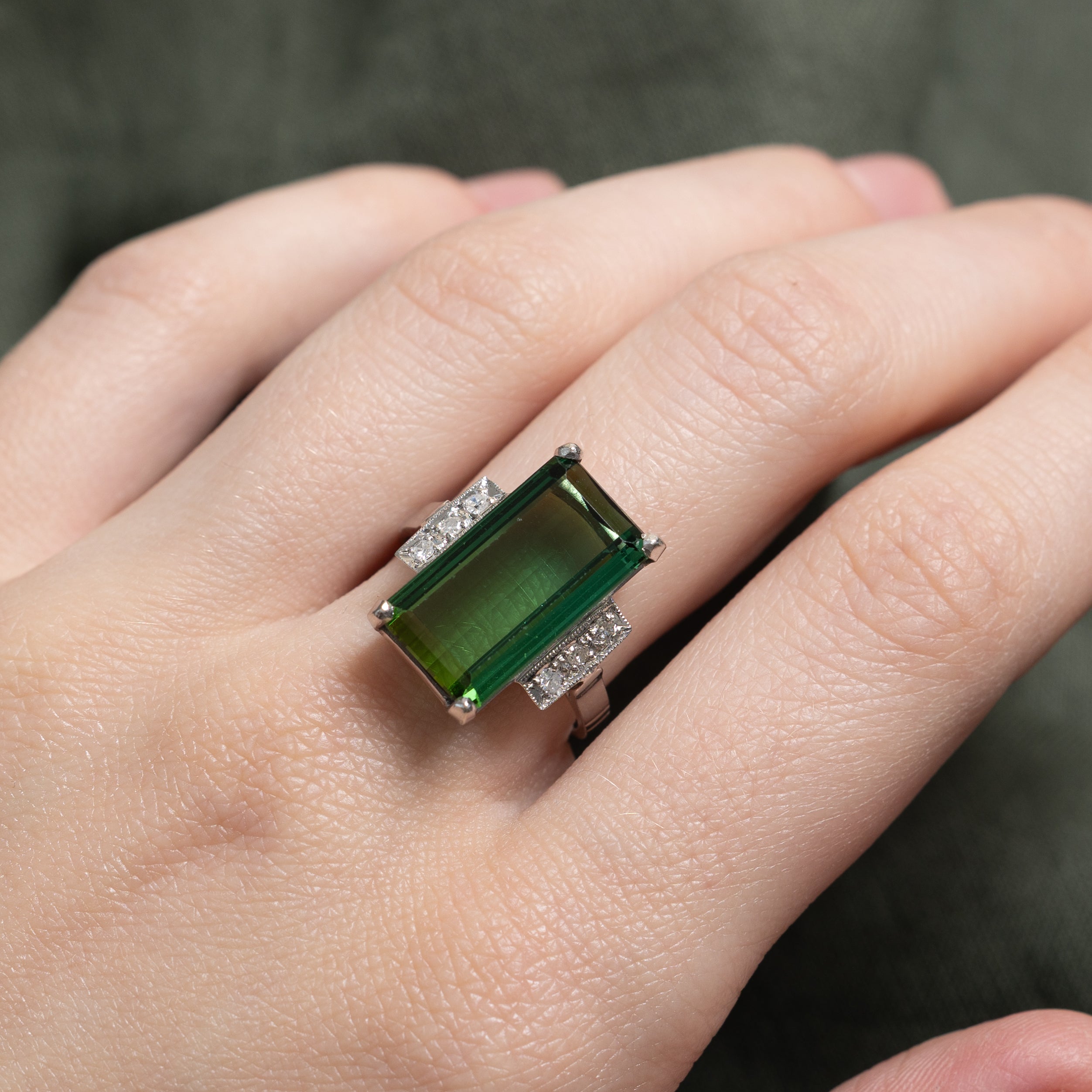 Tourmaline & Diamond Cocktail Ring | 7.50ct, 0.12ctw | SZ 7.5