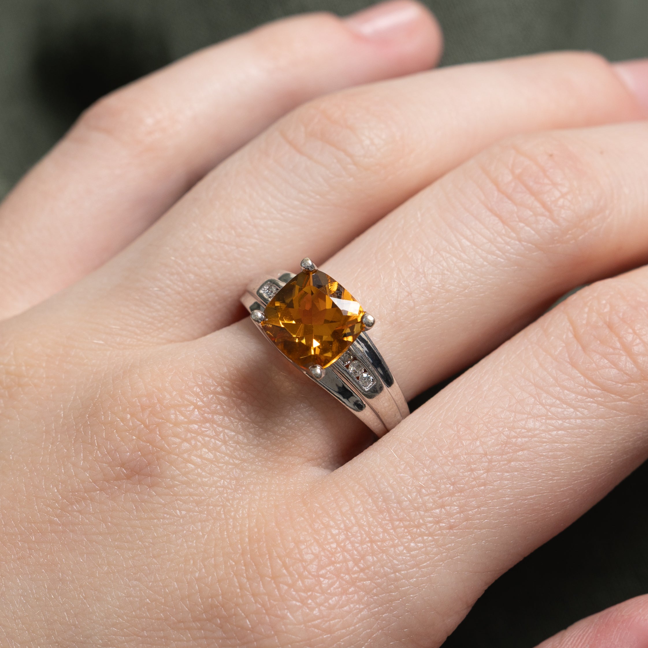 Citrine & Diamond Cocktail Ring | 2.40ct, 0.05ctw | SZ 8