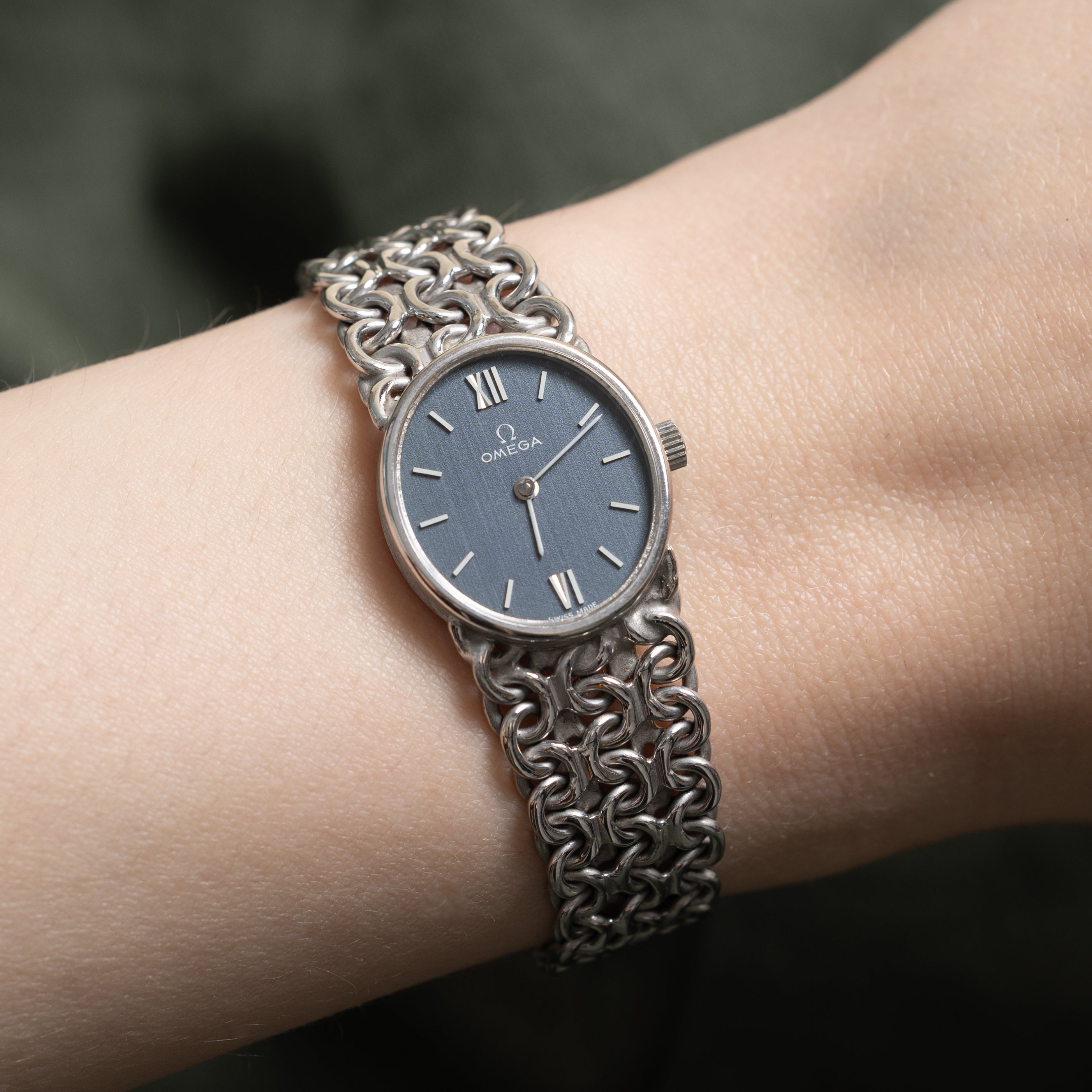 'Omega' De Ville Prestige 18k White Gold Watch | 6.5"