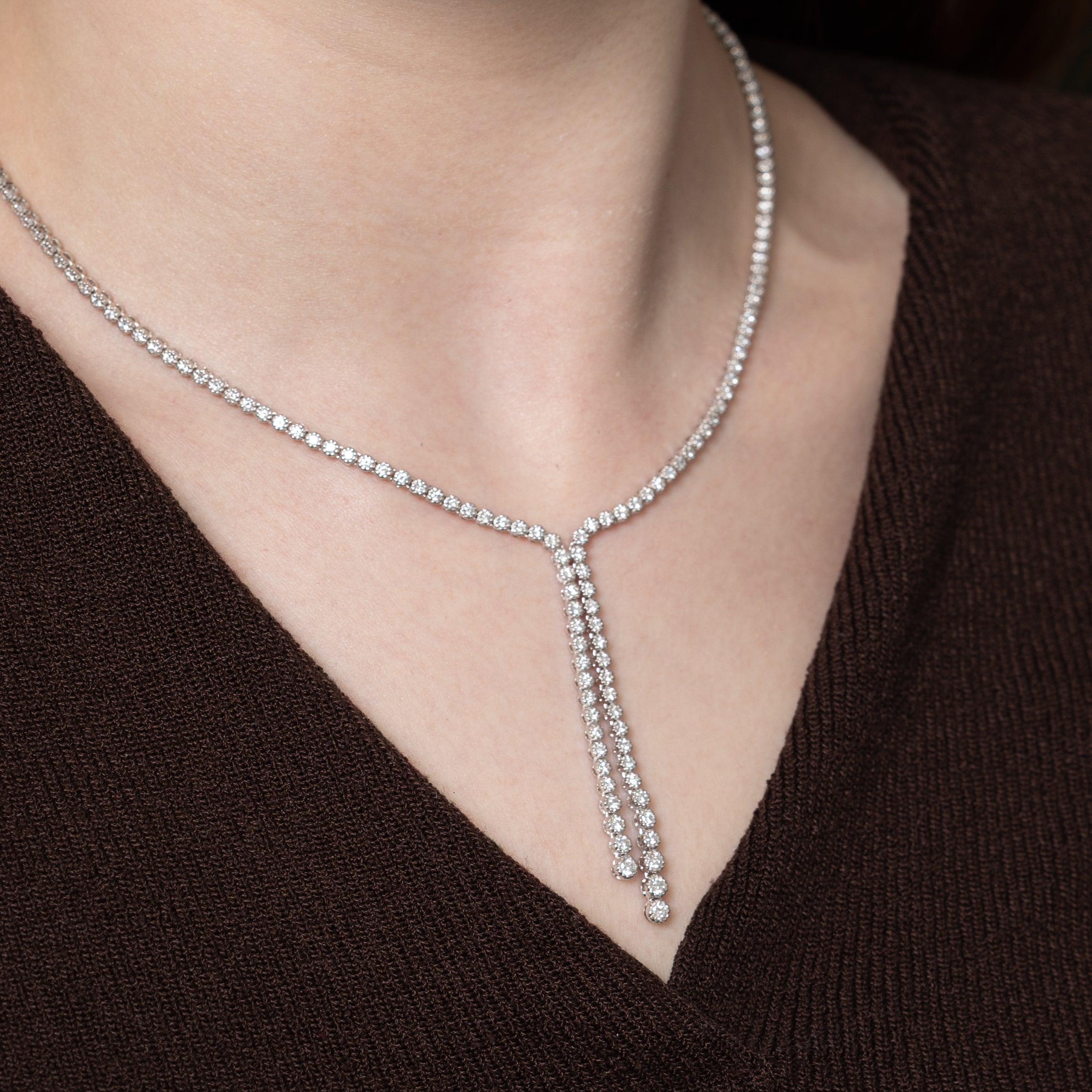 'Piero Milano' Diamond Encrusted Drop Necklace | 2.00ctw | 17"