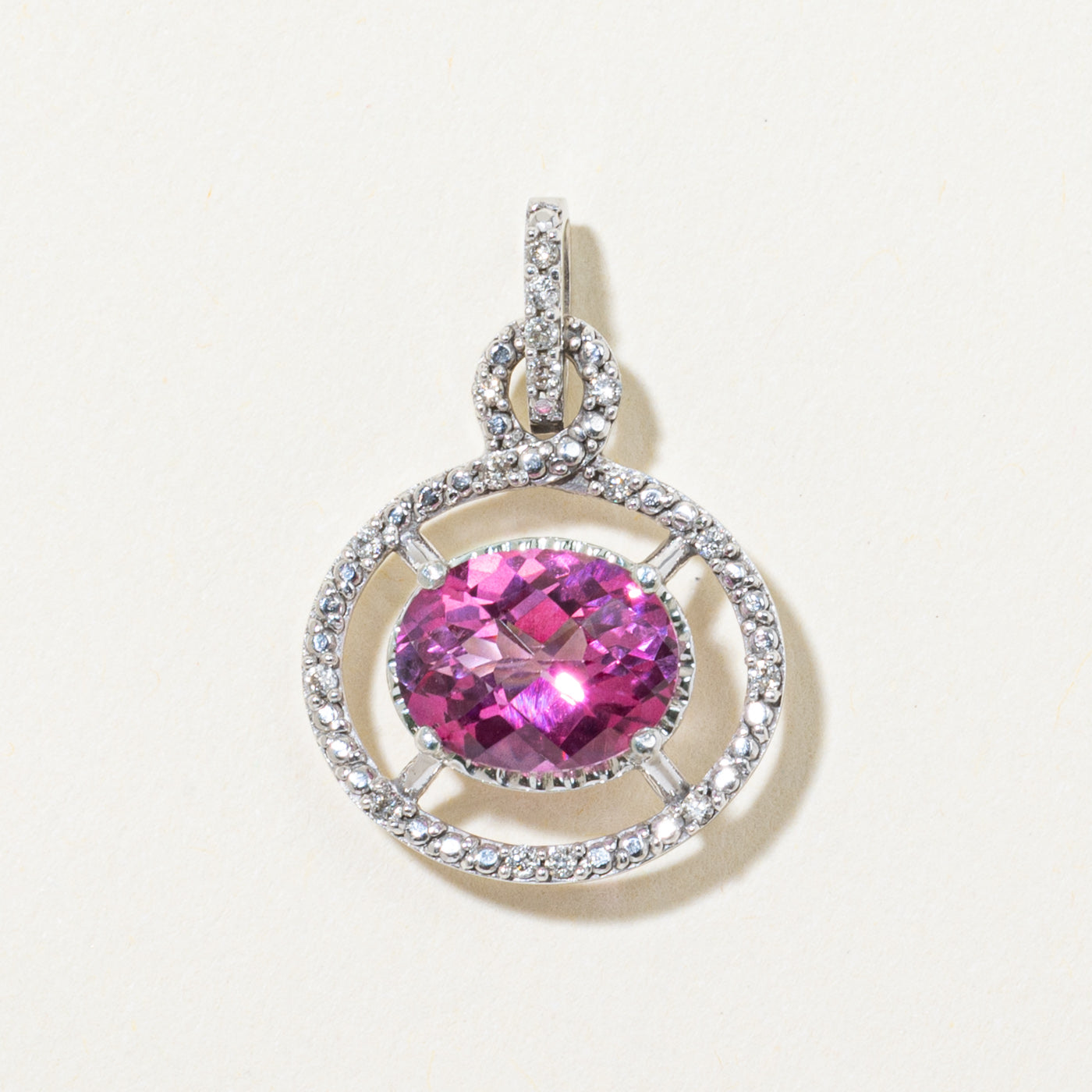 Pink Topaz & Diamond Pendant | 2.50ct, 0.11ctw |