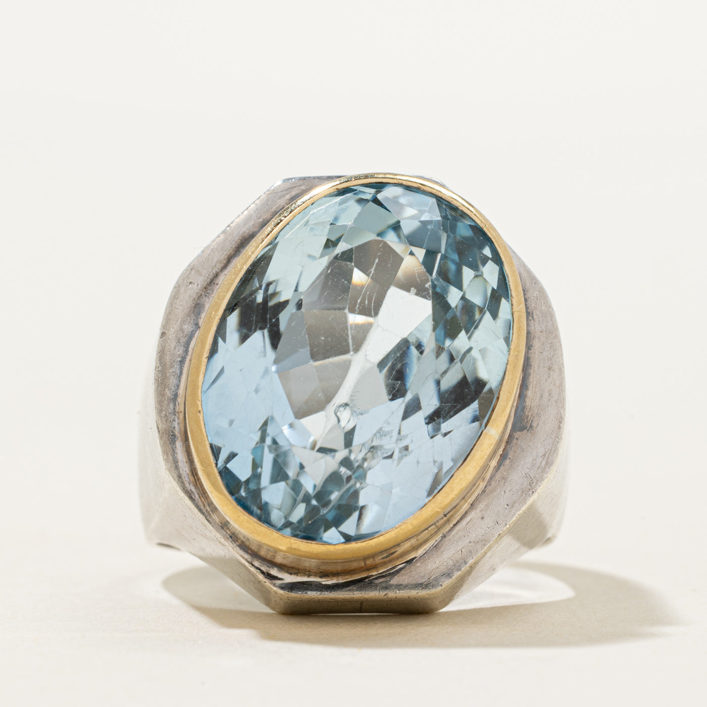 Oval Cut Blue Topaz Cocktail Ring | 21.50ct | SZ 8.5