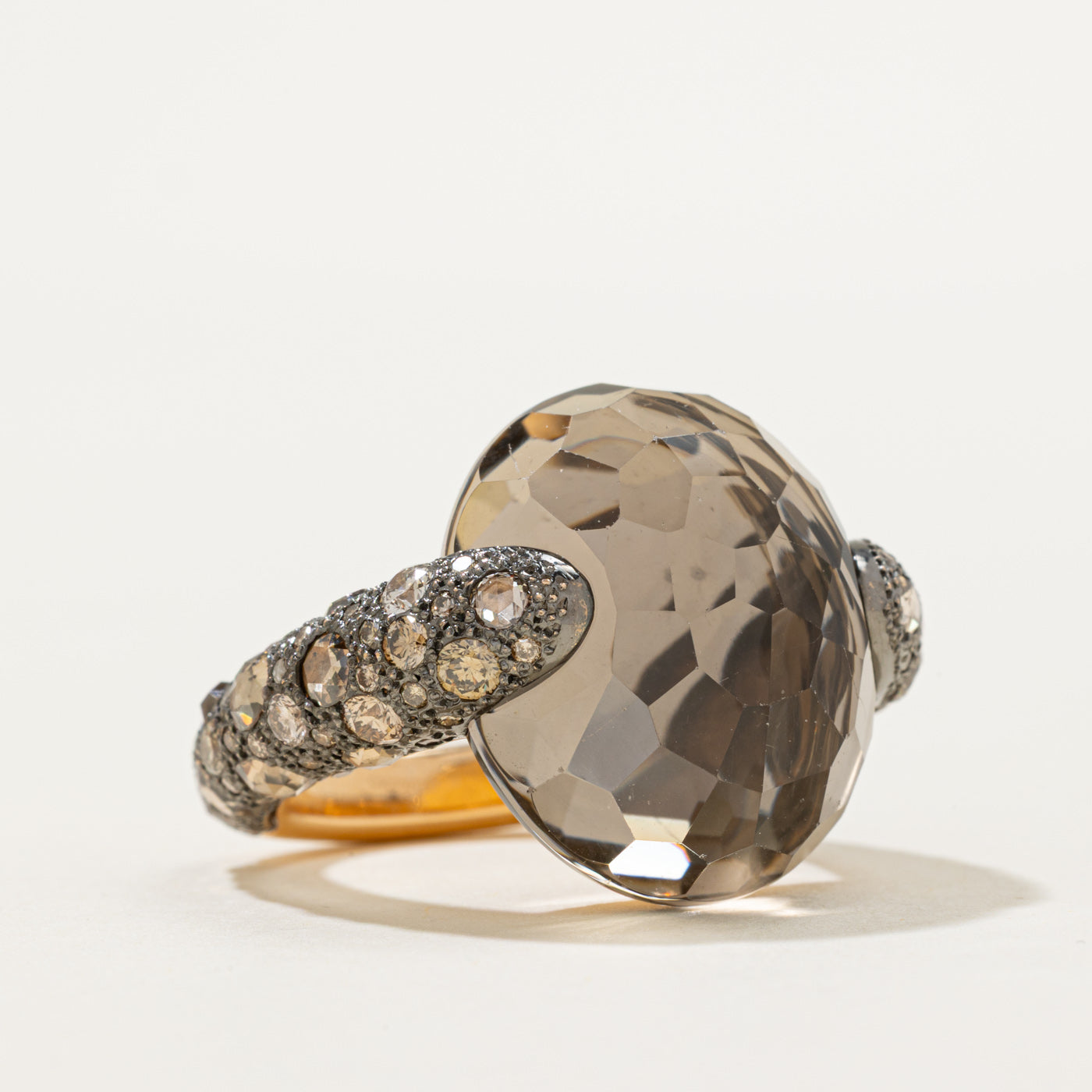 'Pomellato' Tango Smoky Quartz & Brown Diamond Cocktail Ring | 20.00ct, 2.50ctw | SZ 6.5